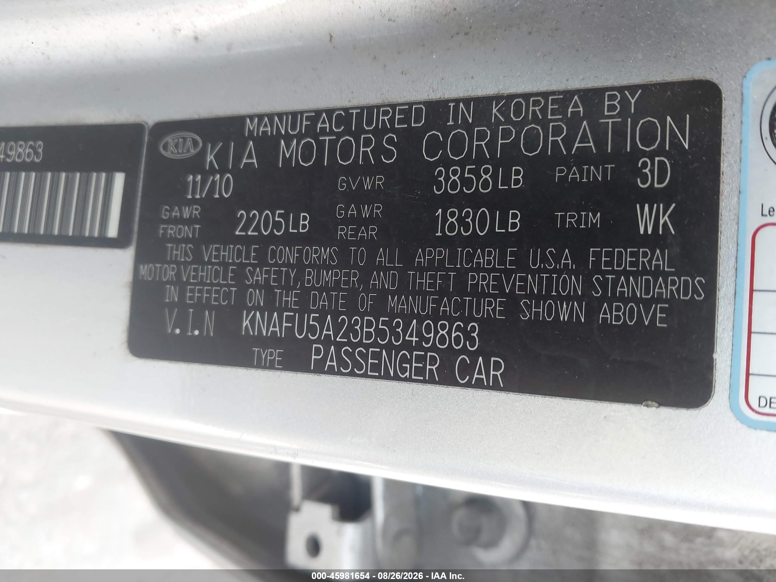 2011 Kia Forte Ex Silver vin: KNAFU5A23B5349863