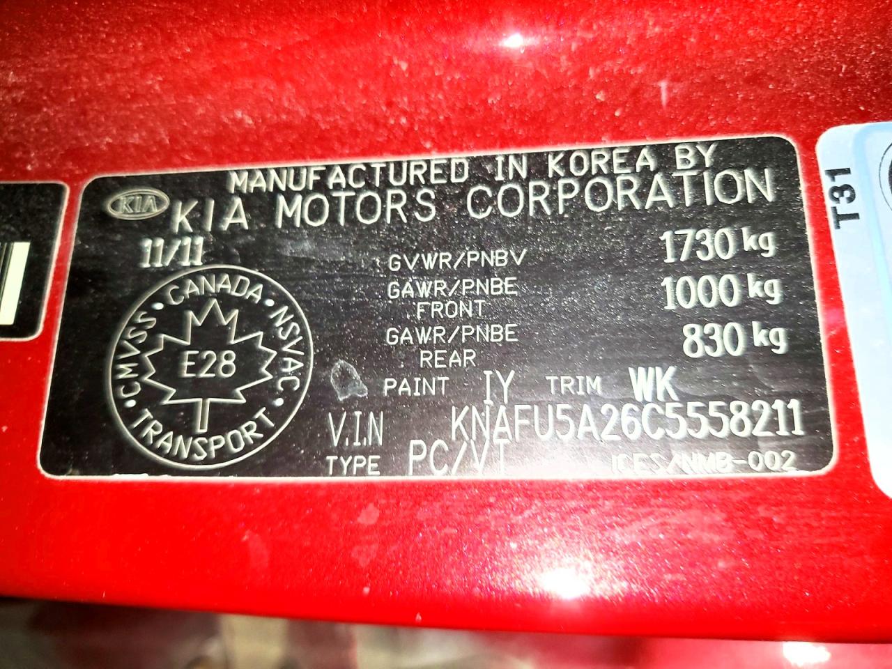 2012 Kia Forte Ex Maroon vin: KNAFU5A26C5558211