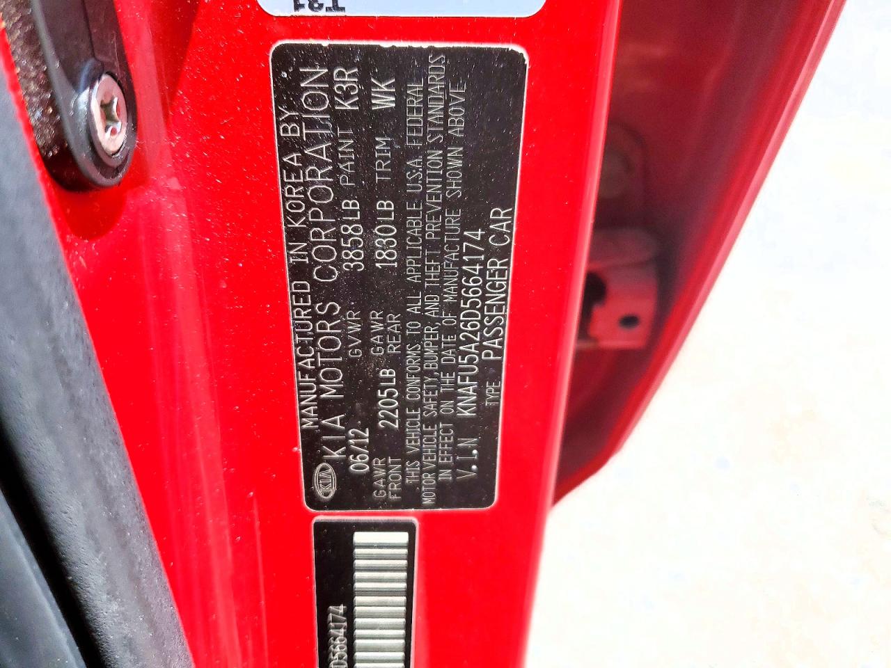 2013 Kia Forte Ex Red vin: KNAFU5A26D5664174