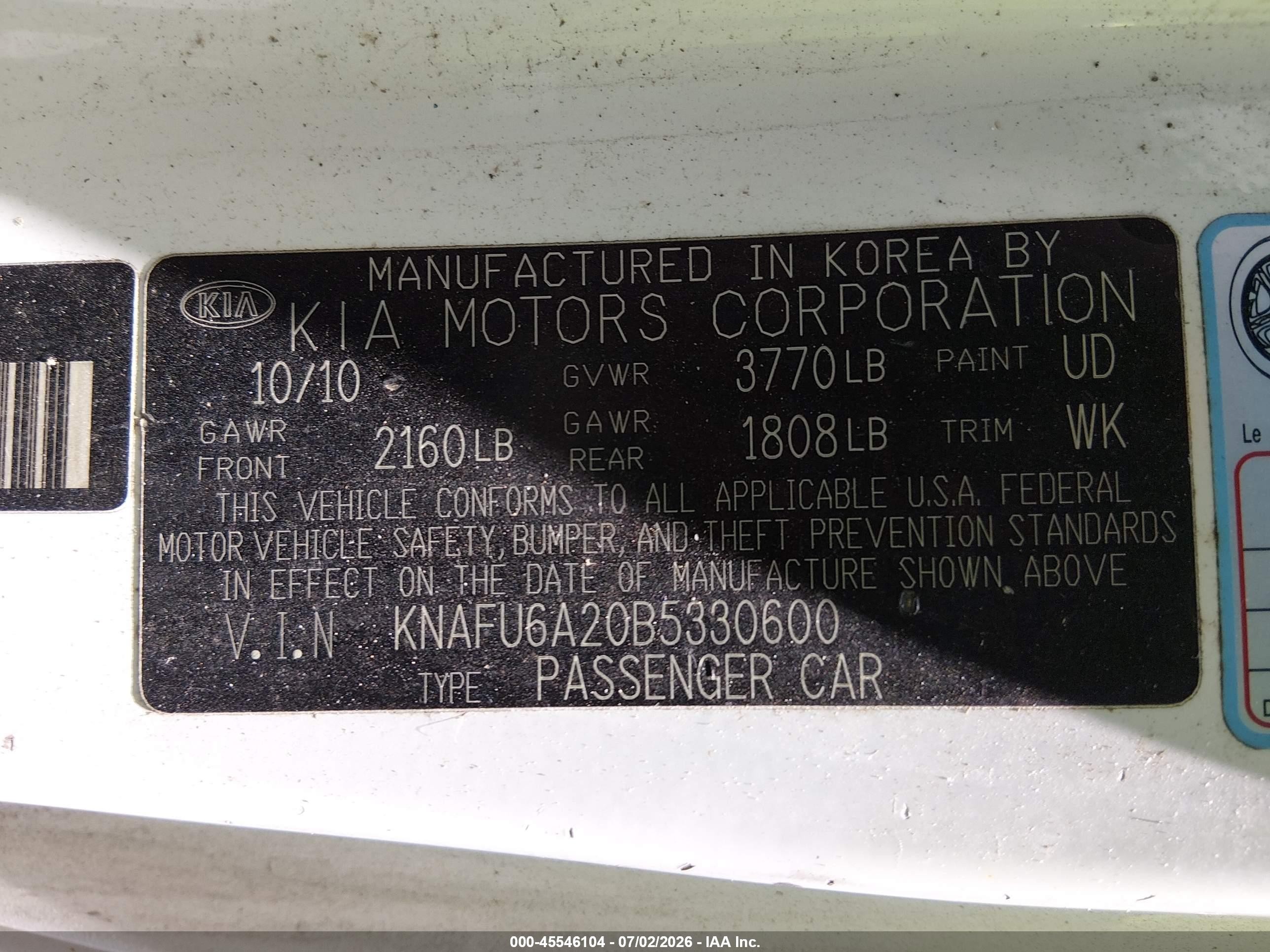 2011 Kia Forte Koup Ex White vin: KNAFU6A20B5330600