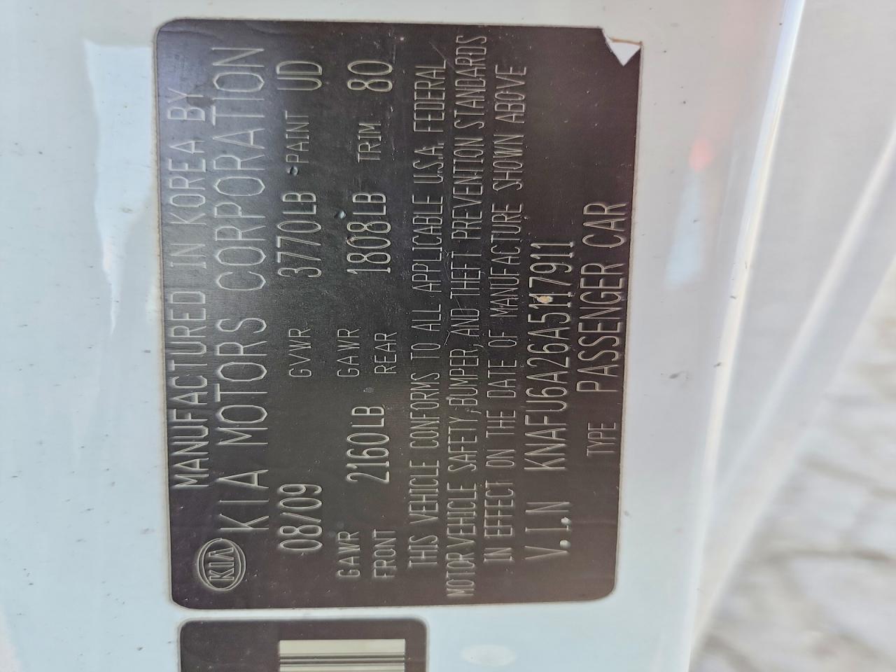 2010 Kia Forte Ex White vin: KNAFU6A26A5117911