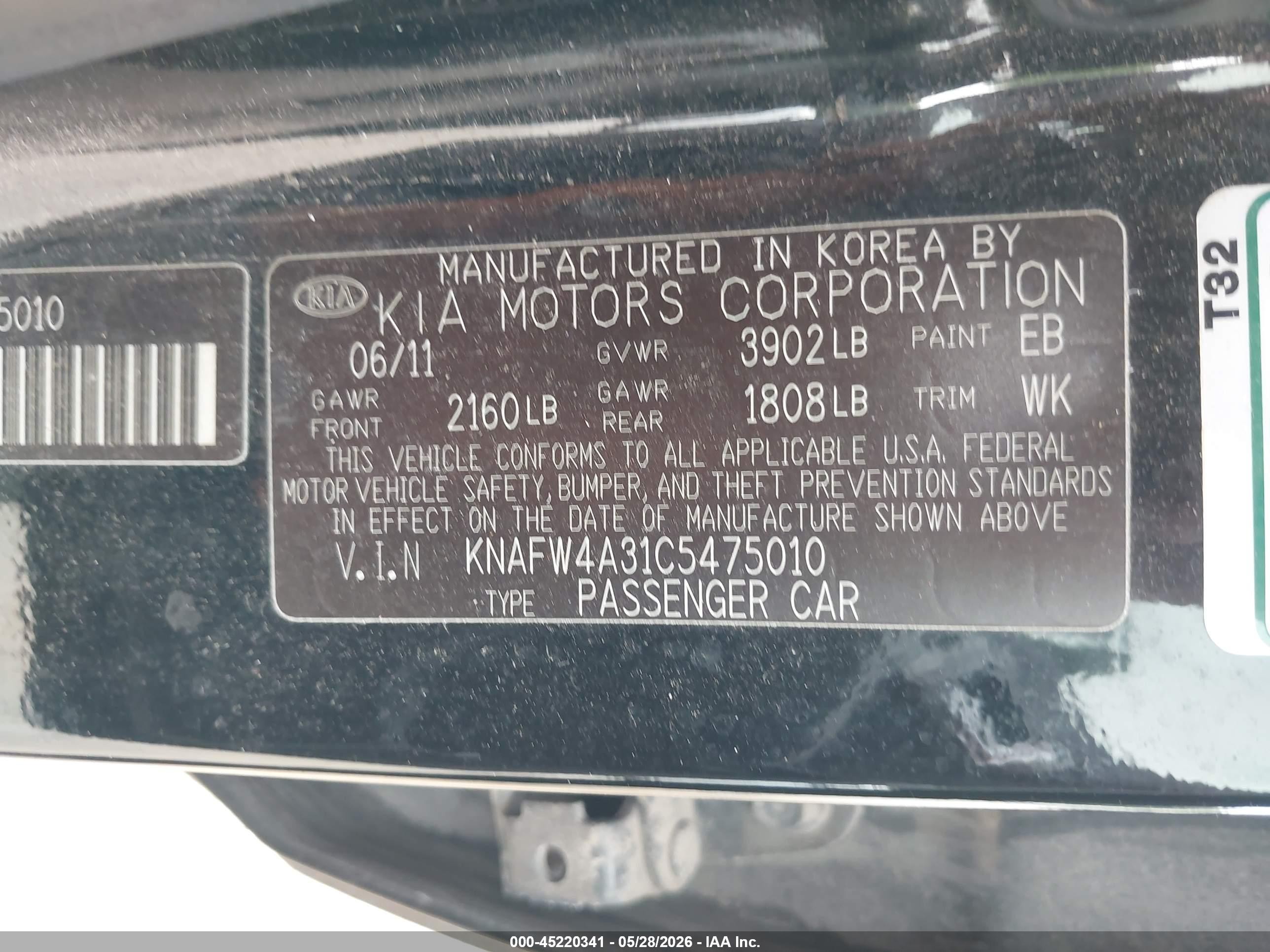 2012 Kia Forte Sx Black vin: KNAFW4A31C5475010