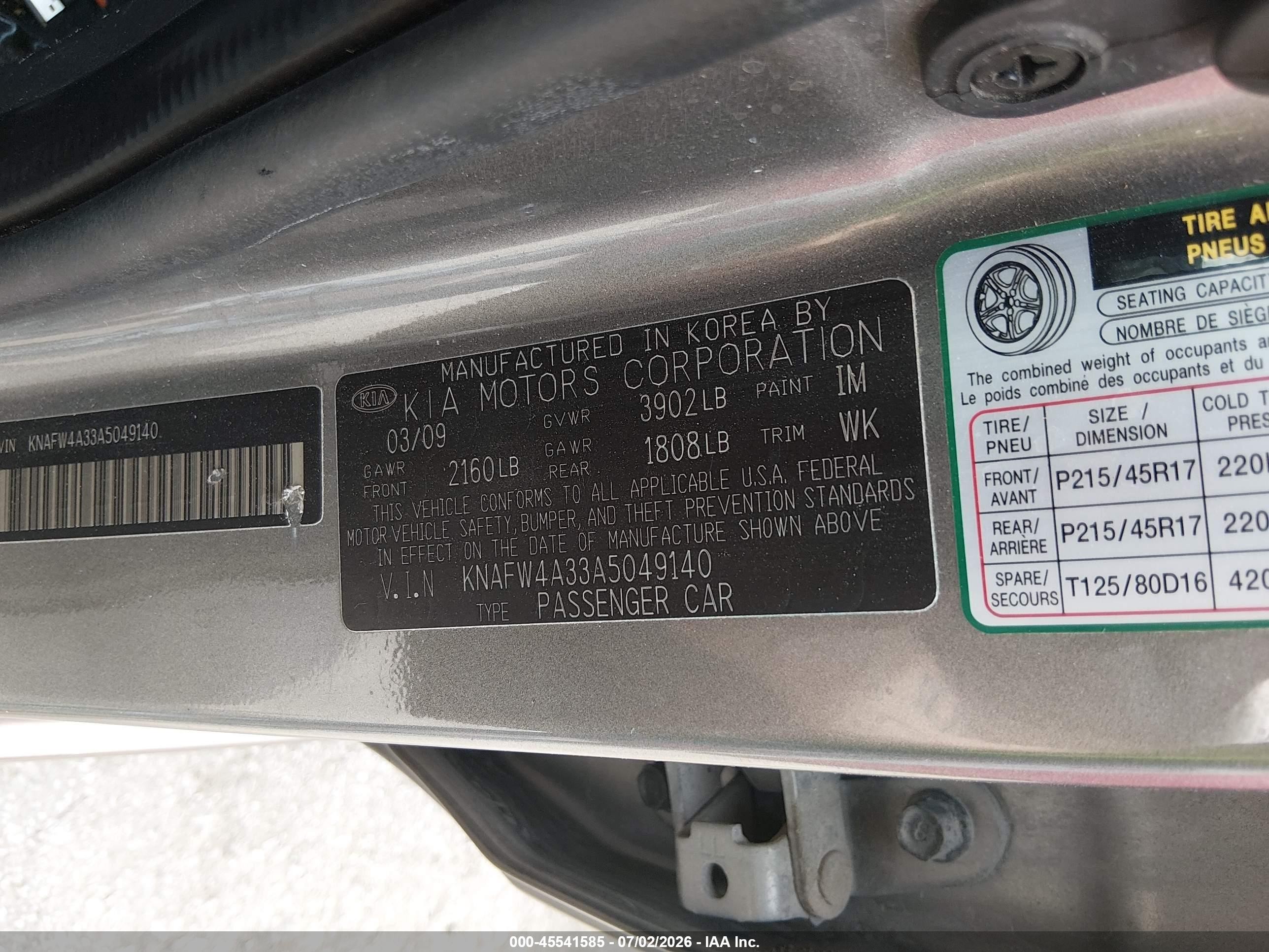 2010 Kia Forte Sx Gold vin: KNAFW4A33A5049140