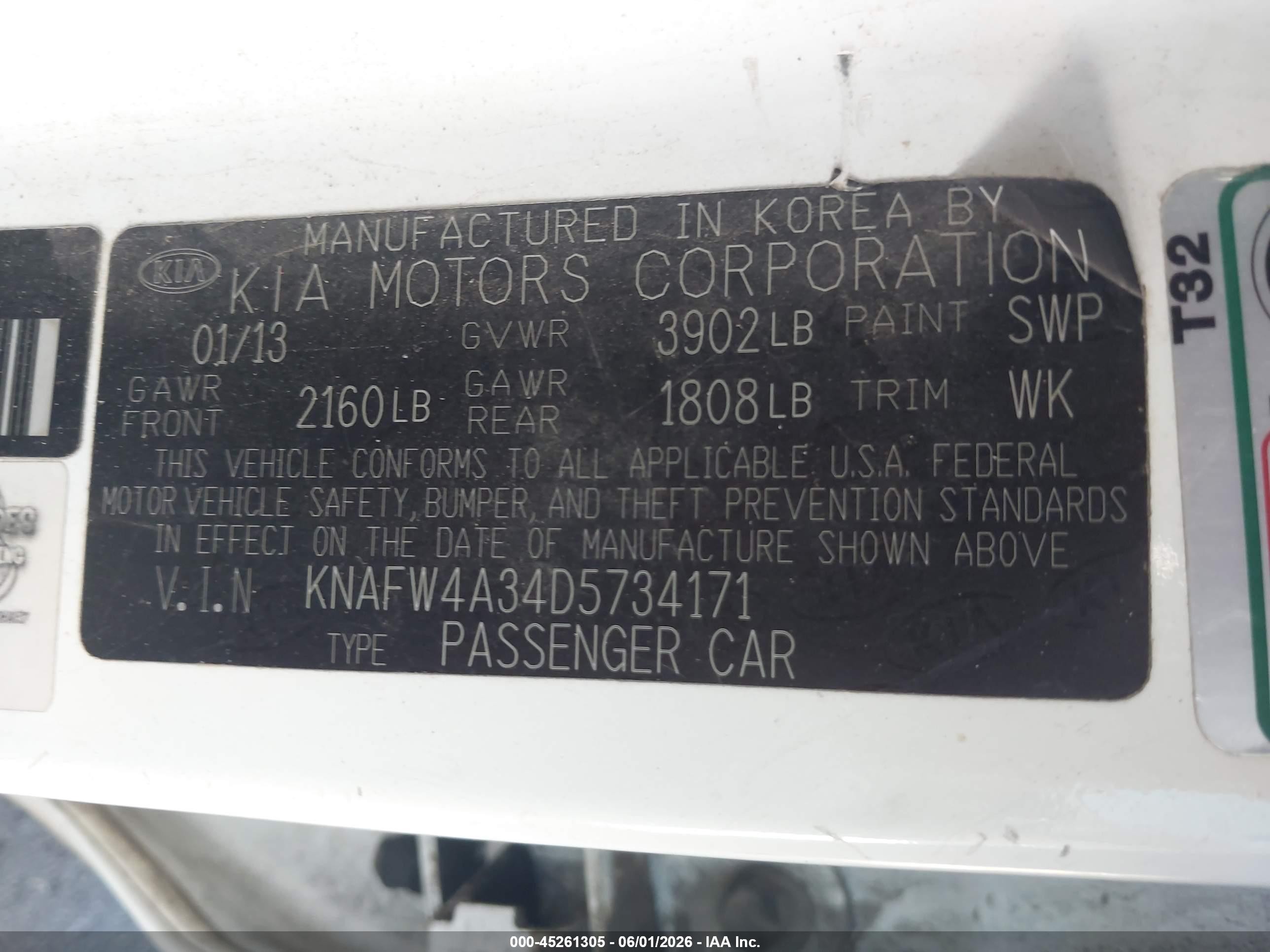 2013 Kia Forte Sx White vin: KNAFW4A34D5734171