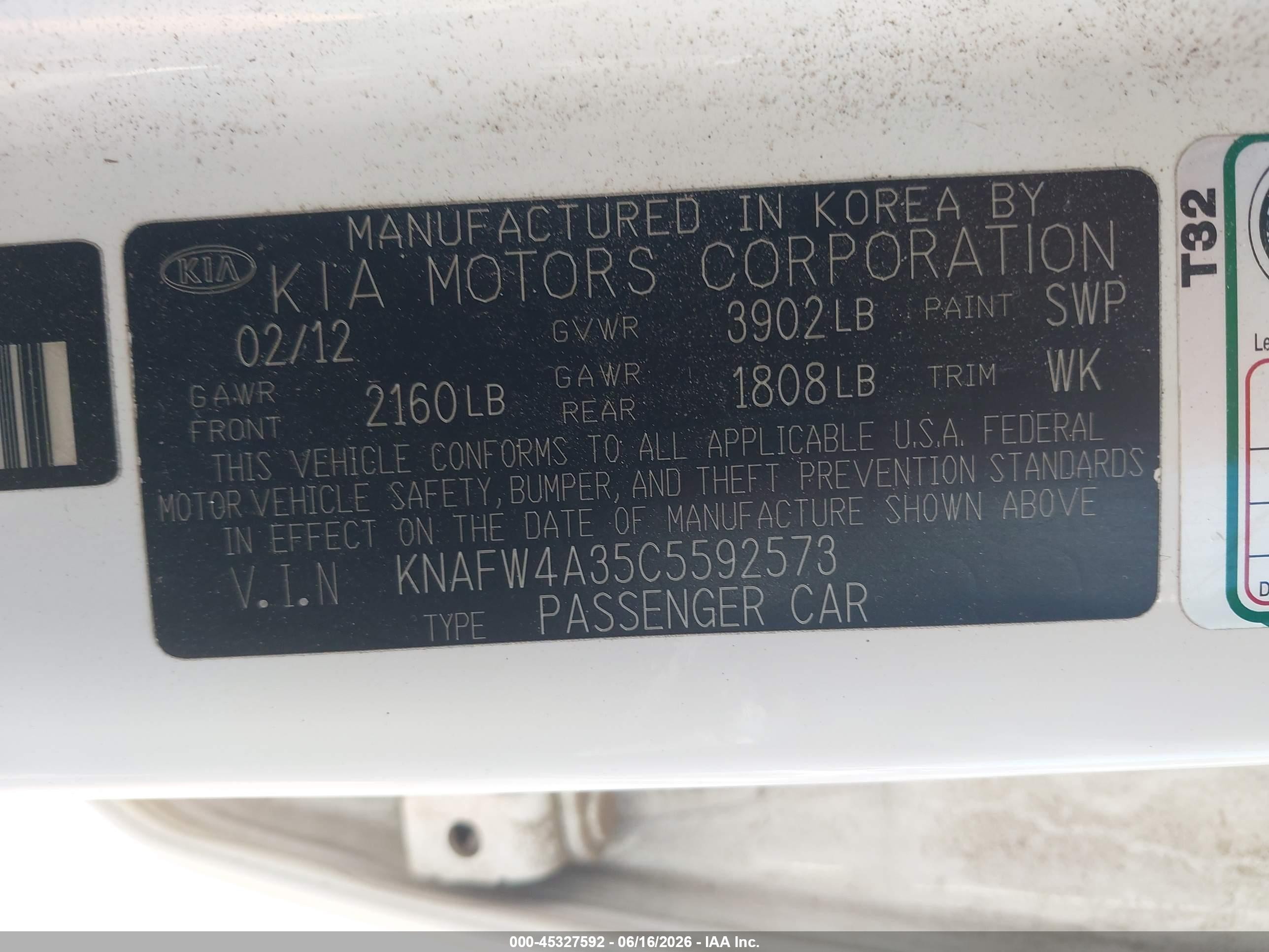 2012 Kia Forte Sx Белый vin: KNAFW4A35C5592573