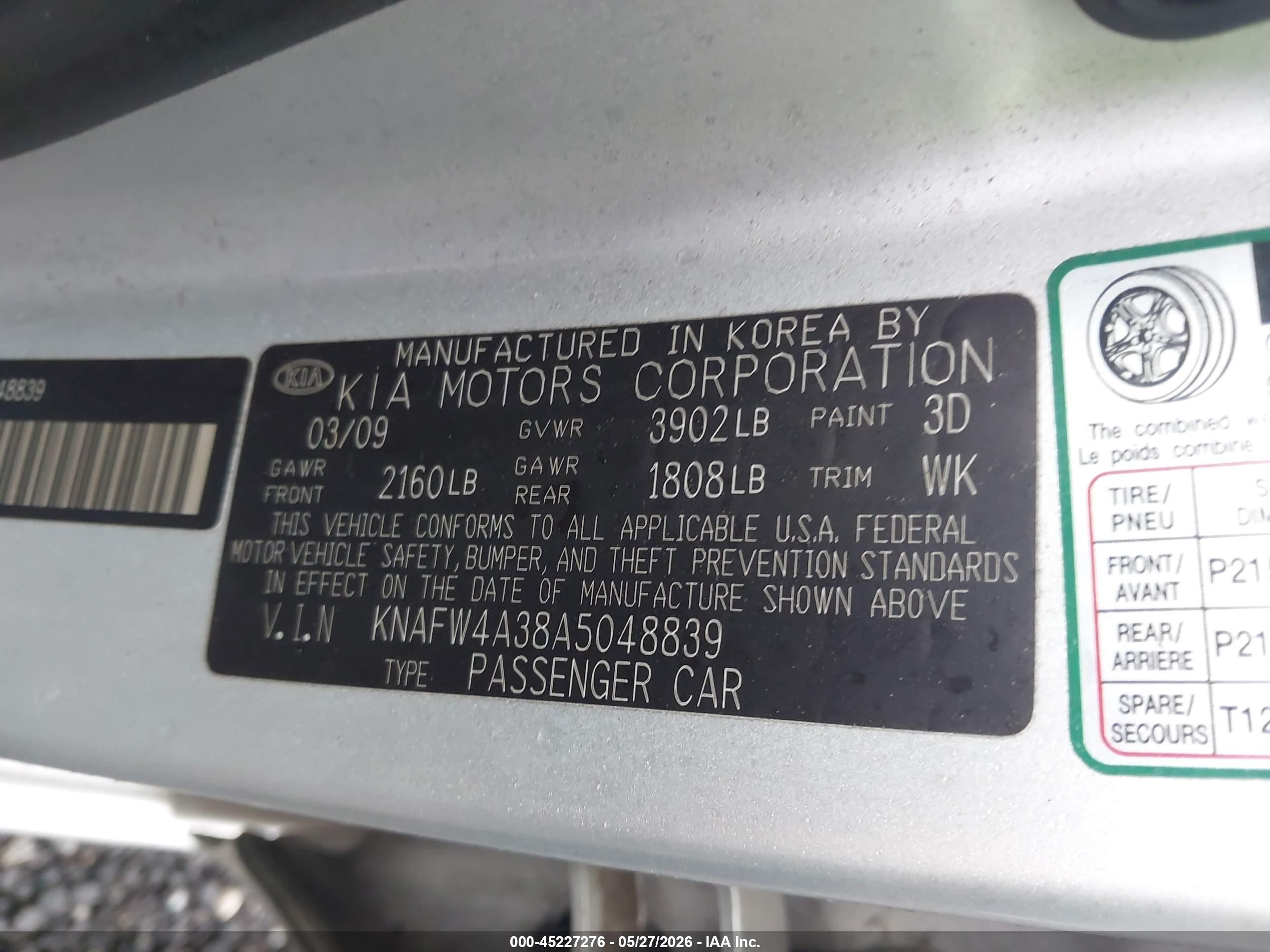 2010 Kia Forte Sx Silver vin: KNAFW4A38A5048839