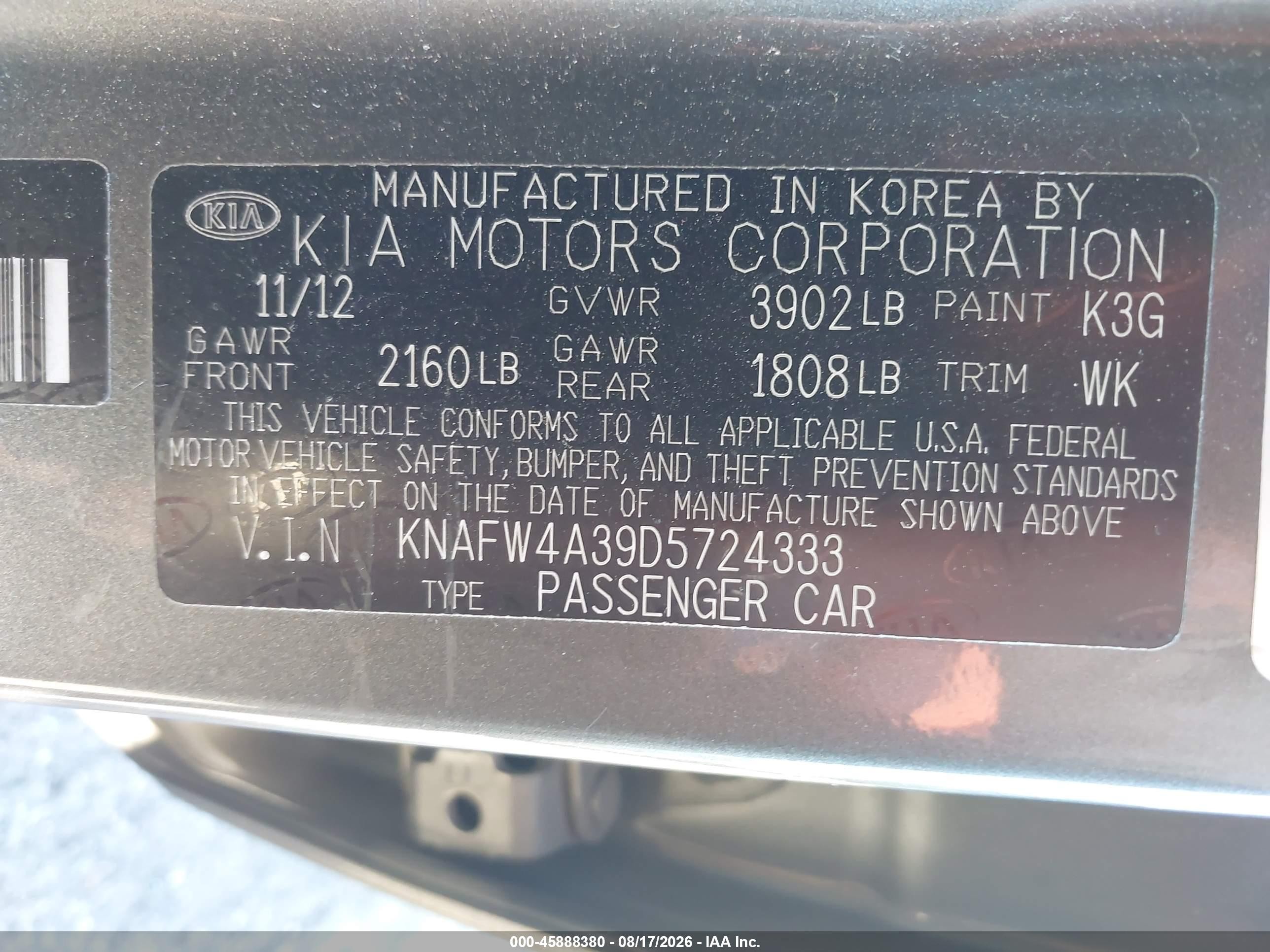 2013 Kia Forte Sx Gray vin: KNAFW4A39D5724333