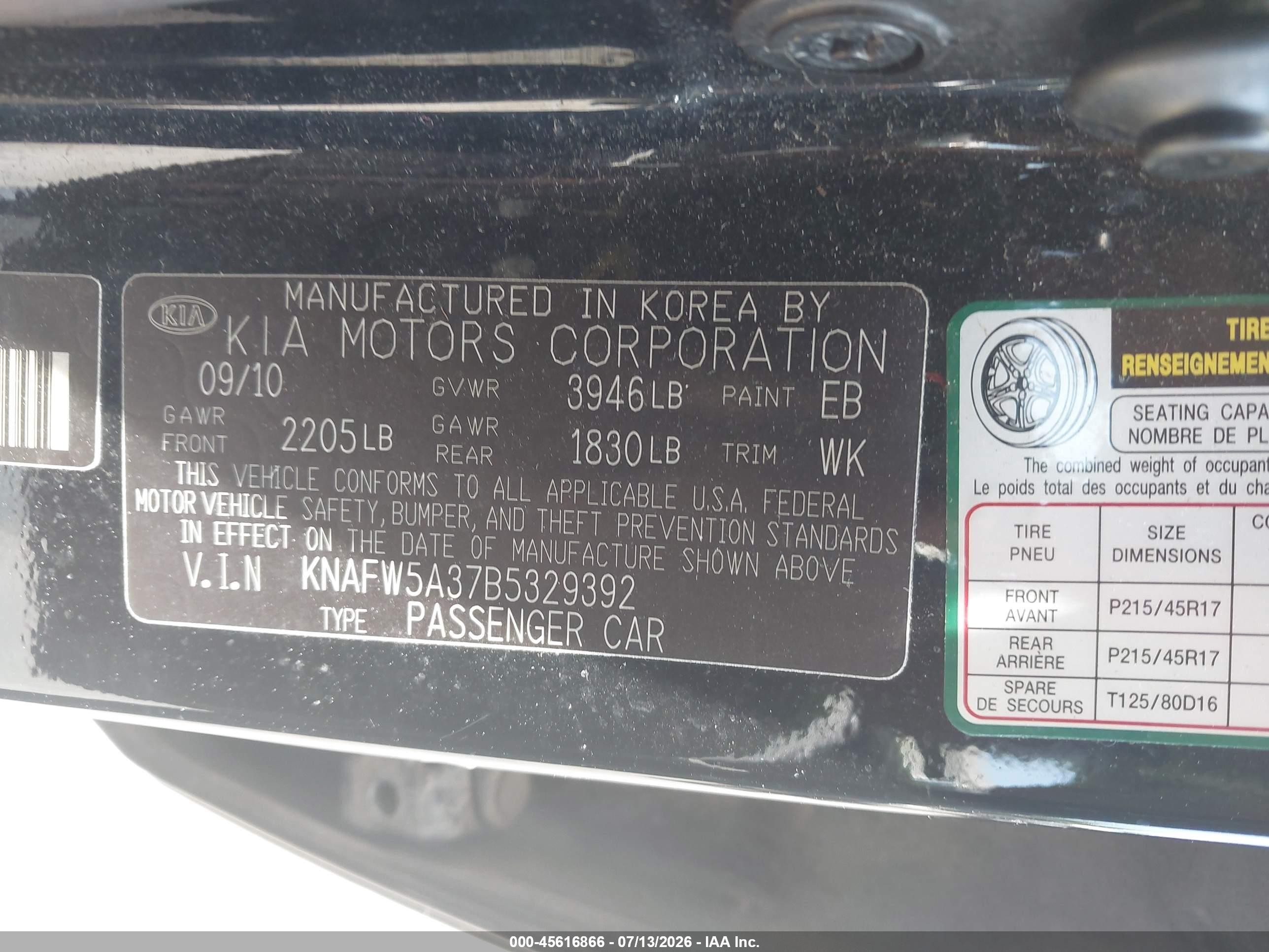 2011 Kia Forte Sx Black vin: KNAFW5A37B5329392