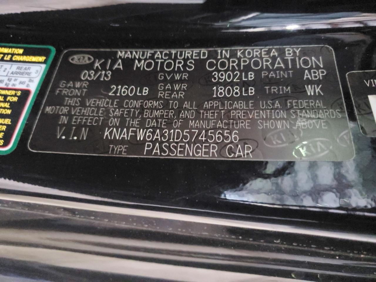 2013 Kia Forte Sx Black vin: KNAFW6A31D5745656