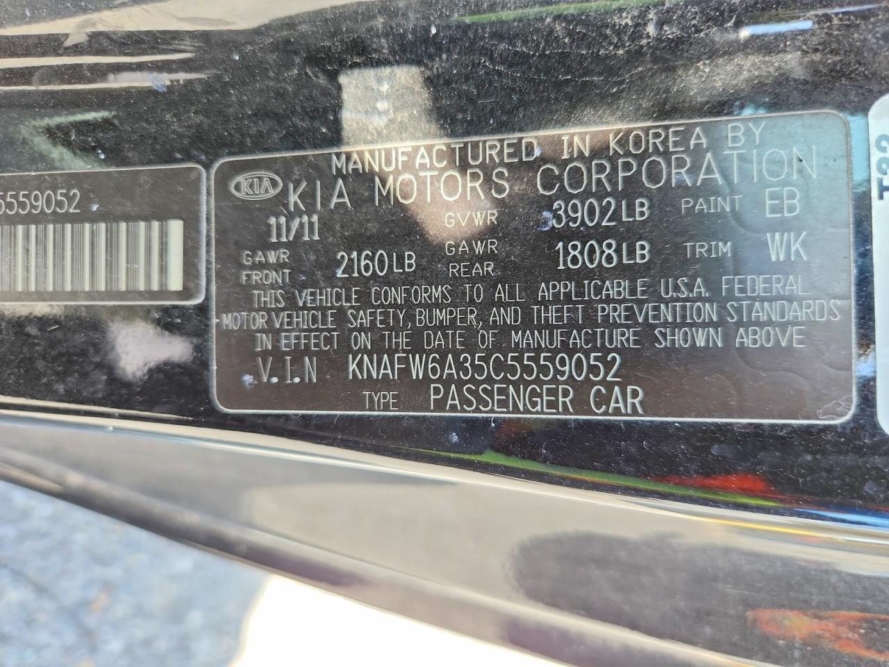 2012 Kia Forte Koup Sx Black vin: KNAFW6A35C5559052