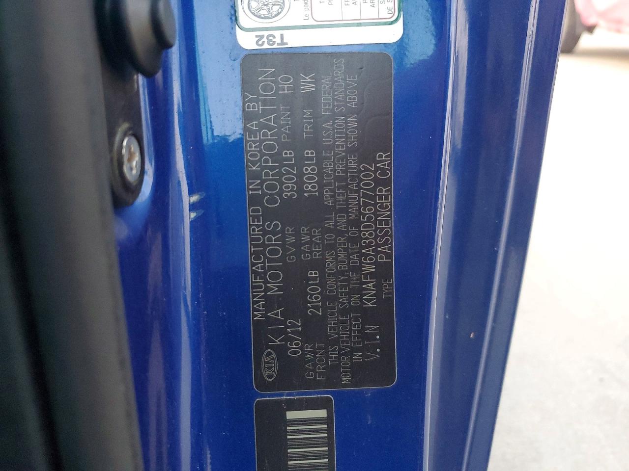 2013 Kia Forte Sx Blue vin: KNAFW6A38D5677002