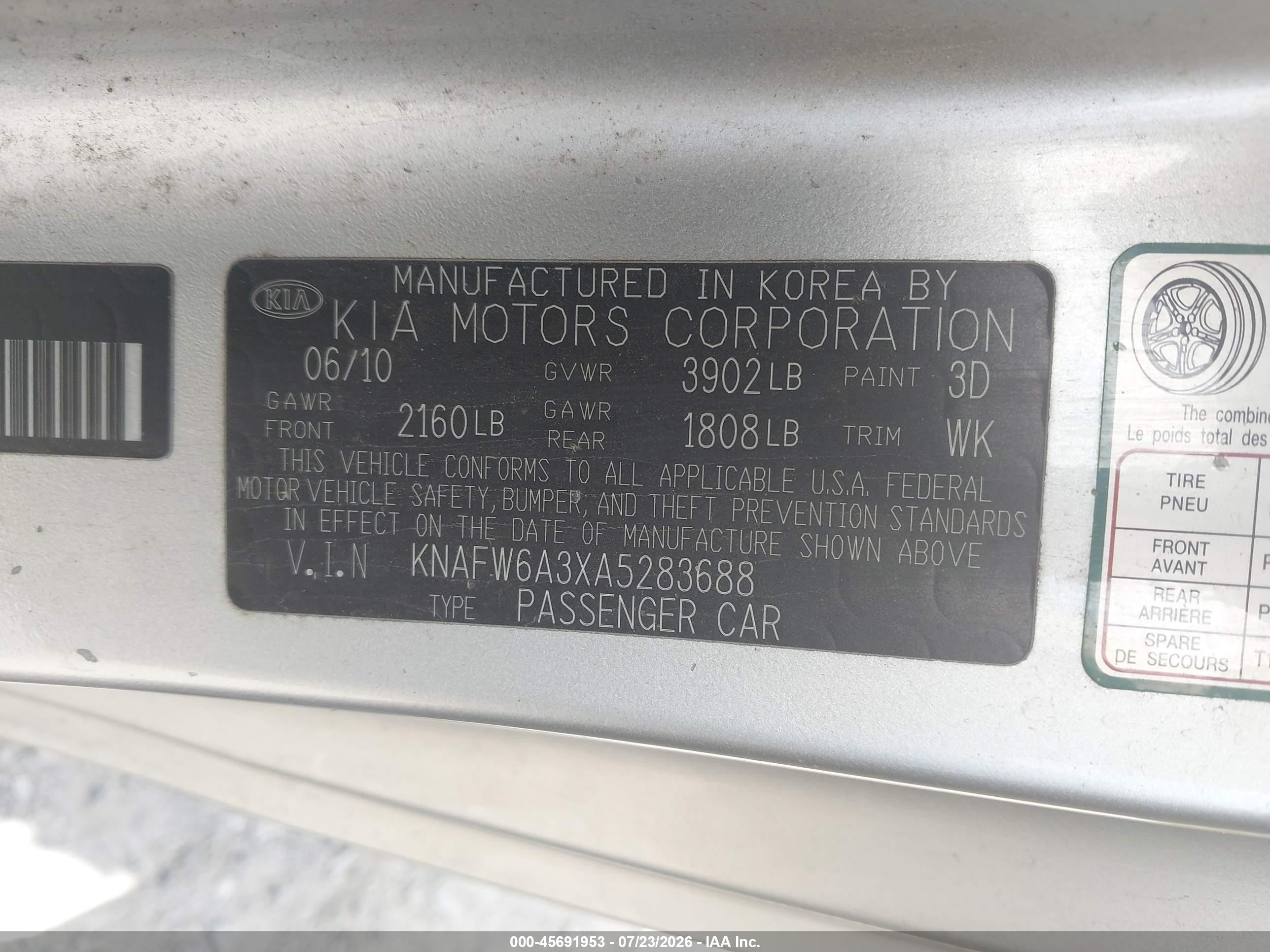 2010 Kia Forte Koup Sx Silver vin: KNAFW6A3XA5283688
