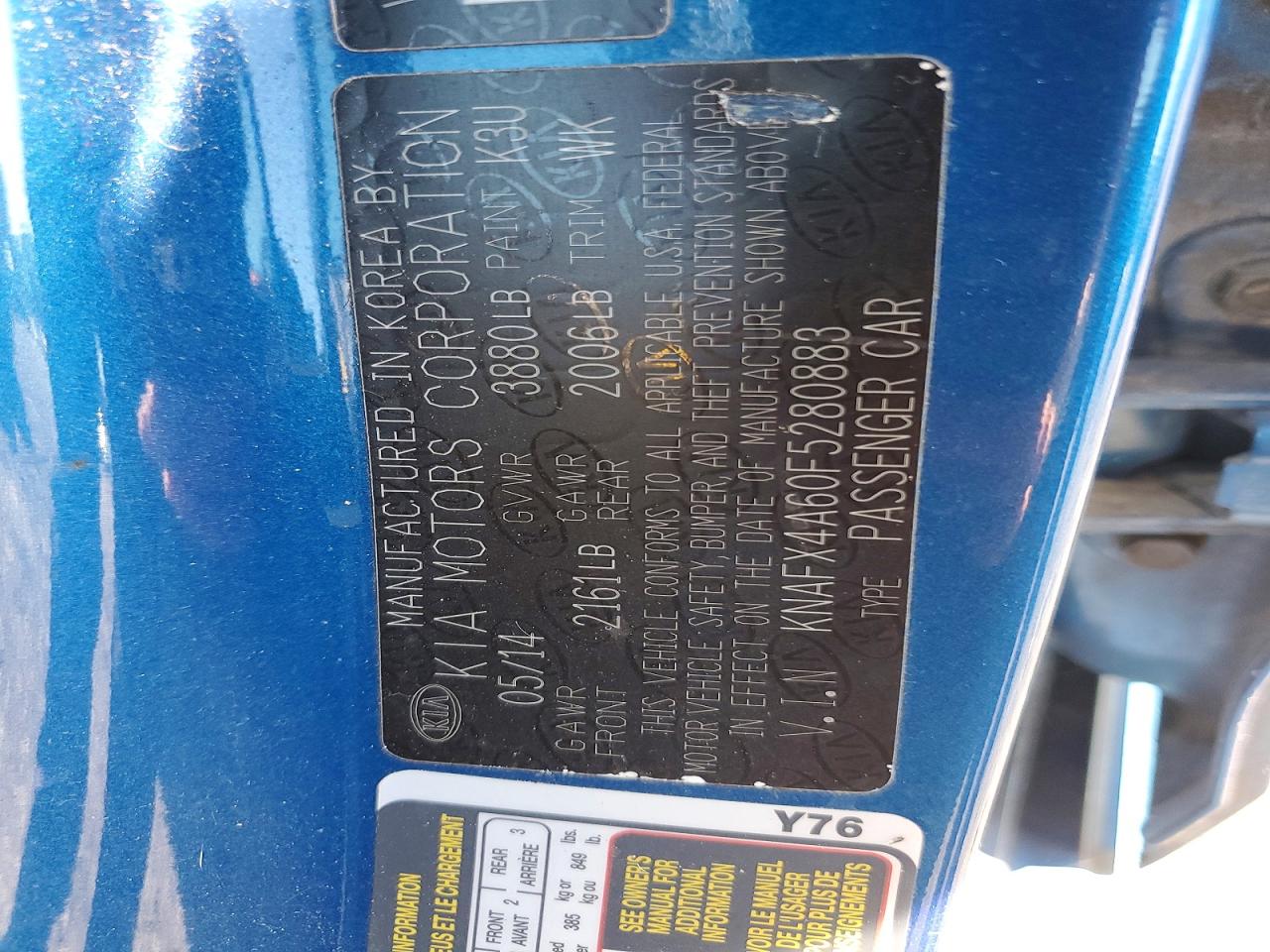 2015 Kia Forte Lx Blue vin: KNAFX4A60F5280883