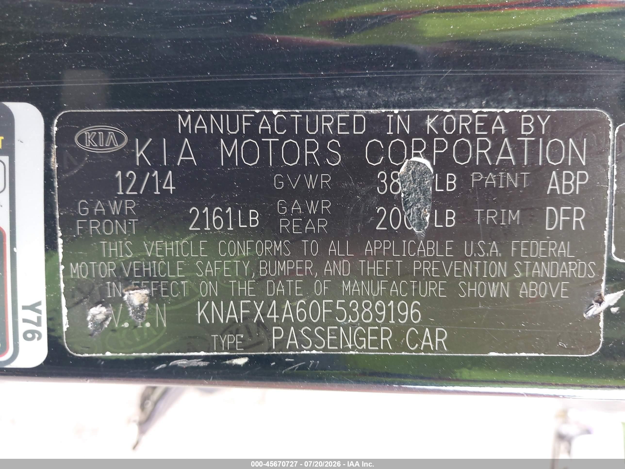 2015 Kia Forte Lx Black vin: KNAFX4A60F5389196