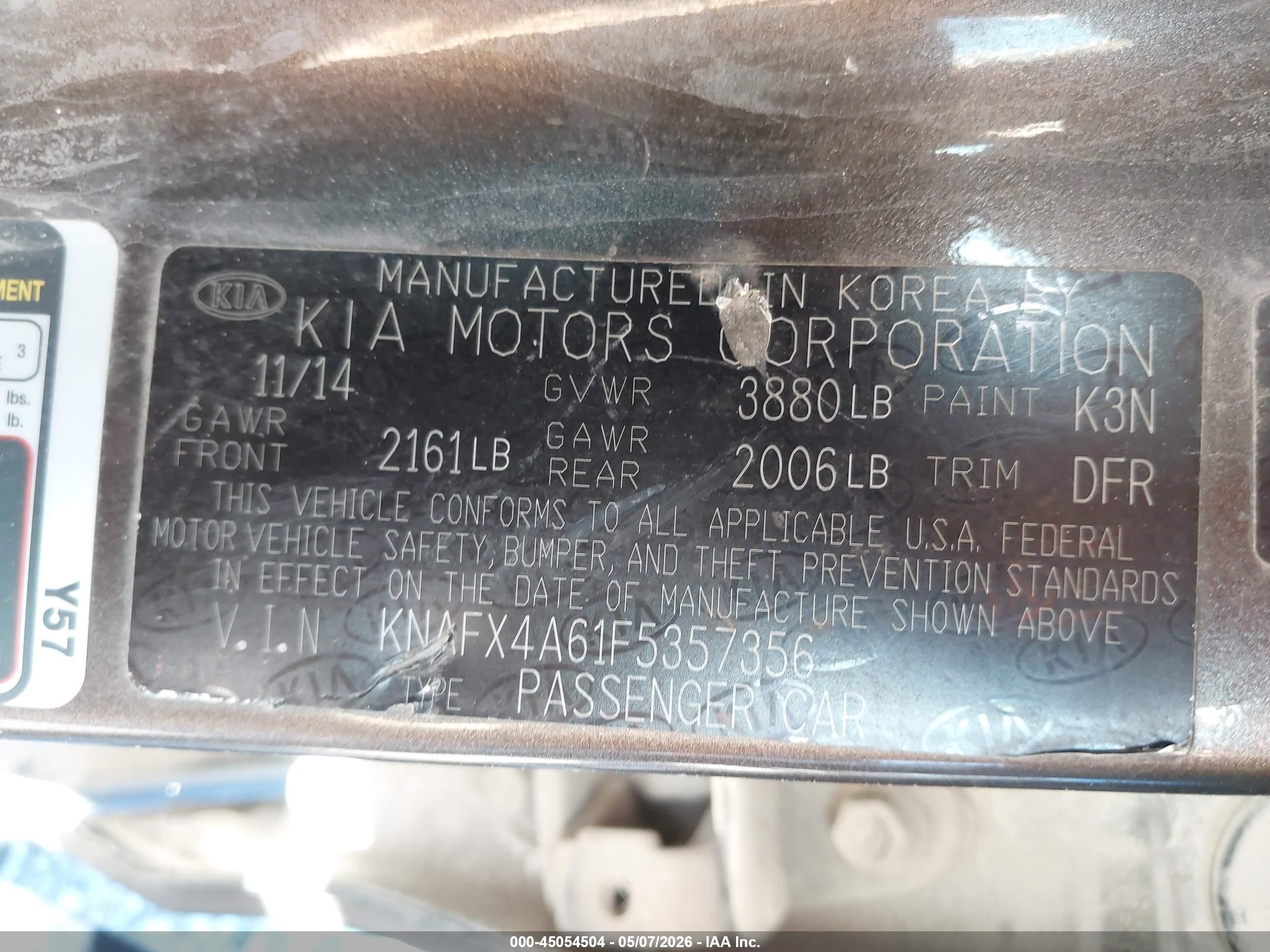 2015 Kia Forte Lx Gray vin: KNAFX4A61F5357356