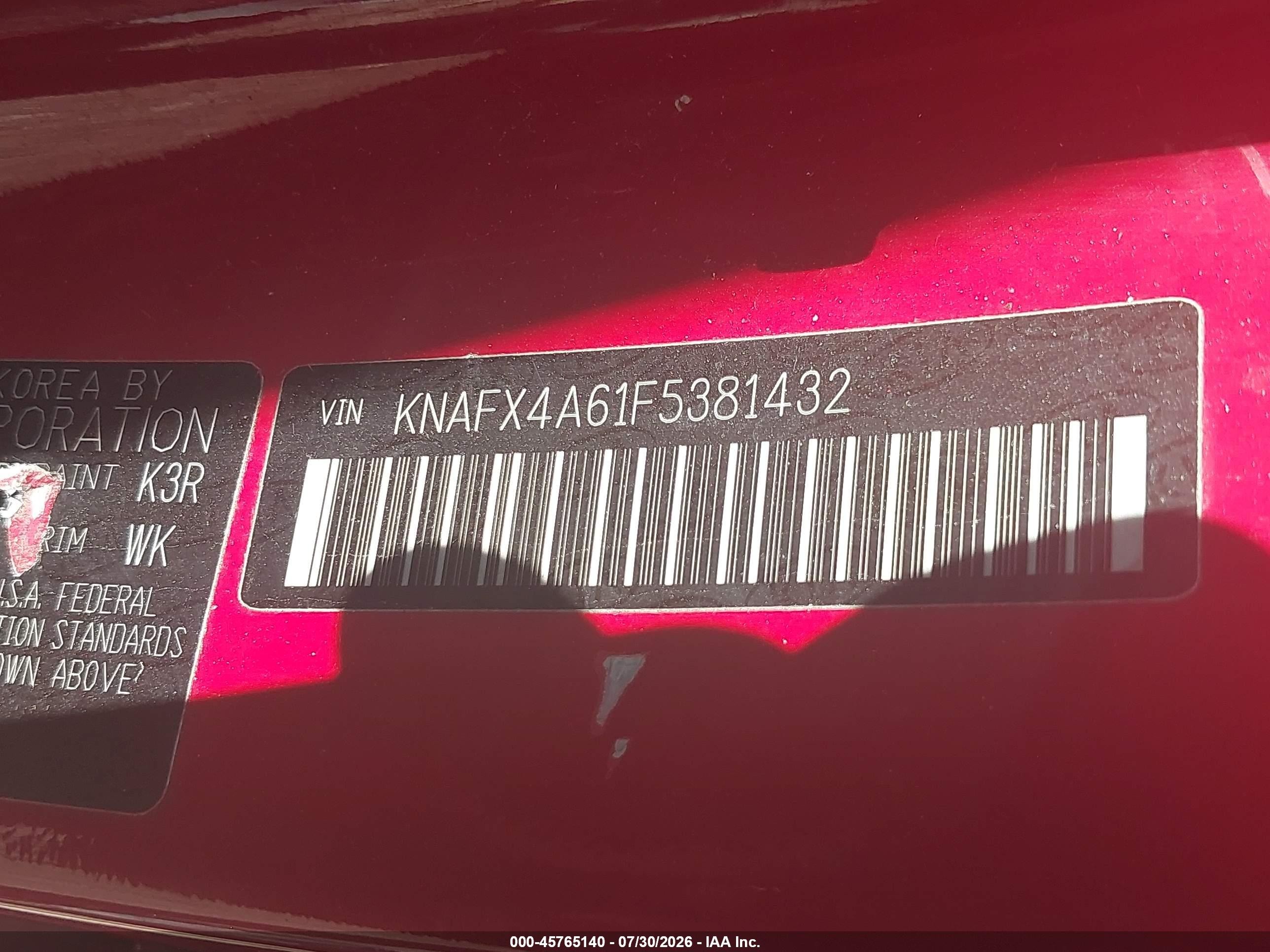 2015 Kia Forte Lx Red vin: KNAFX4A61F5381432