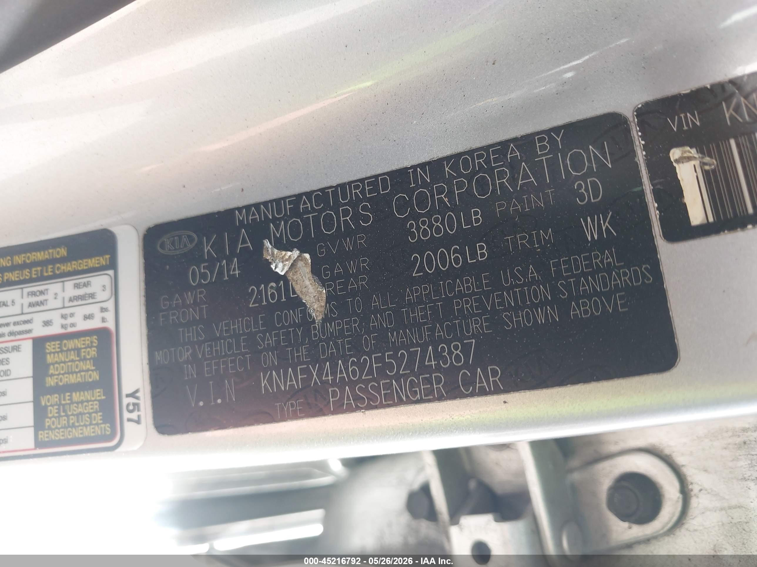 2015 Kia Forte Lx Silver vin: KNAFX4A62F5274387