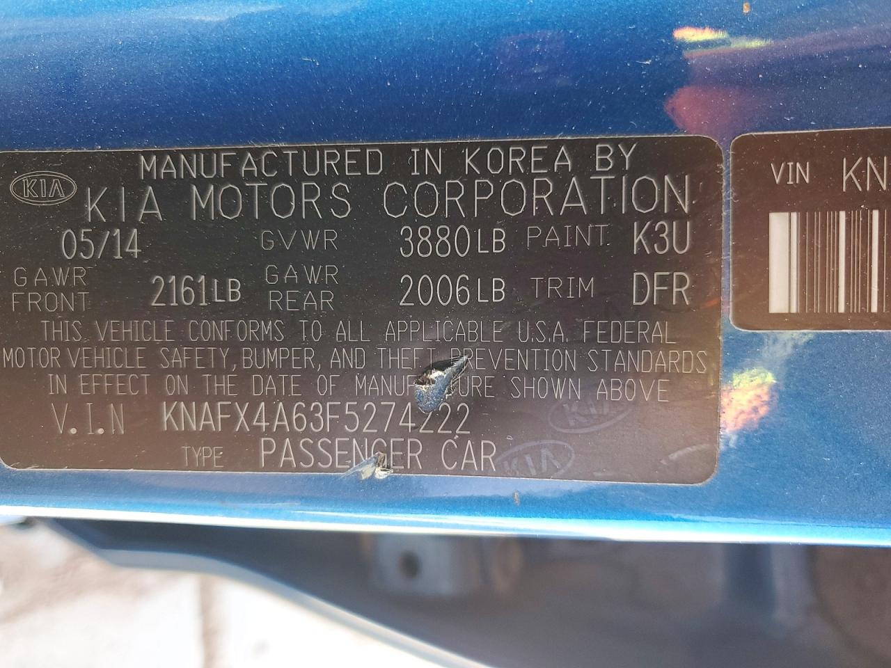 2015 Kia Forte Lx Синий vin: KNAFX4A63F5274222
