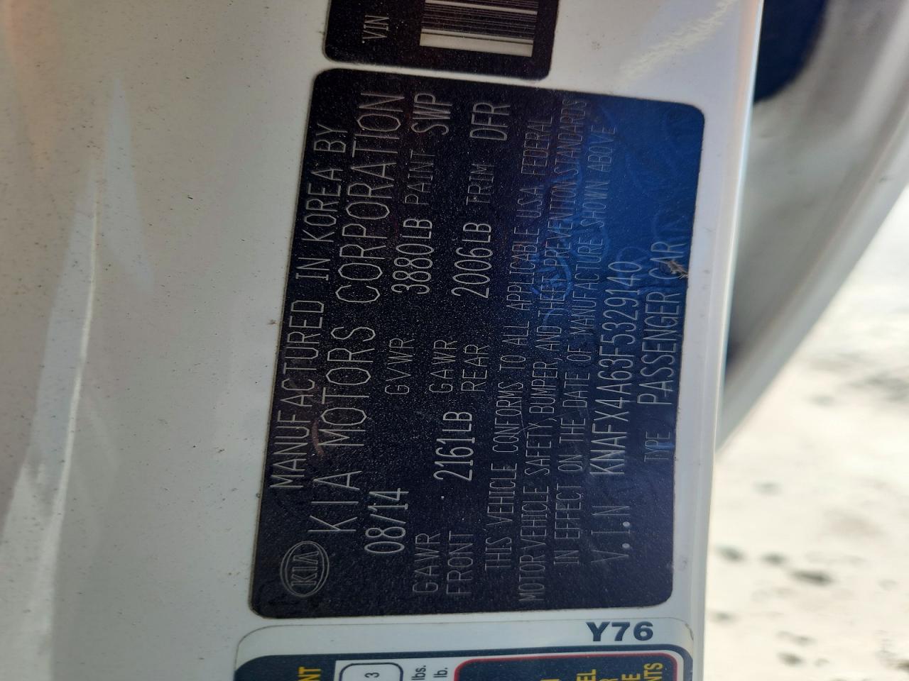 2015 Kia Forte Lx White vin: KNAFX4A63F5329140