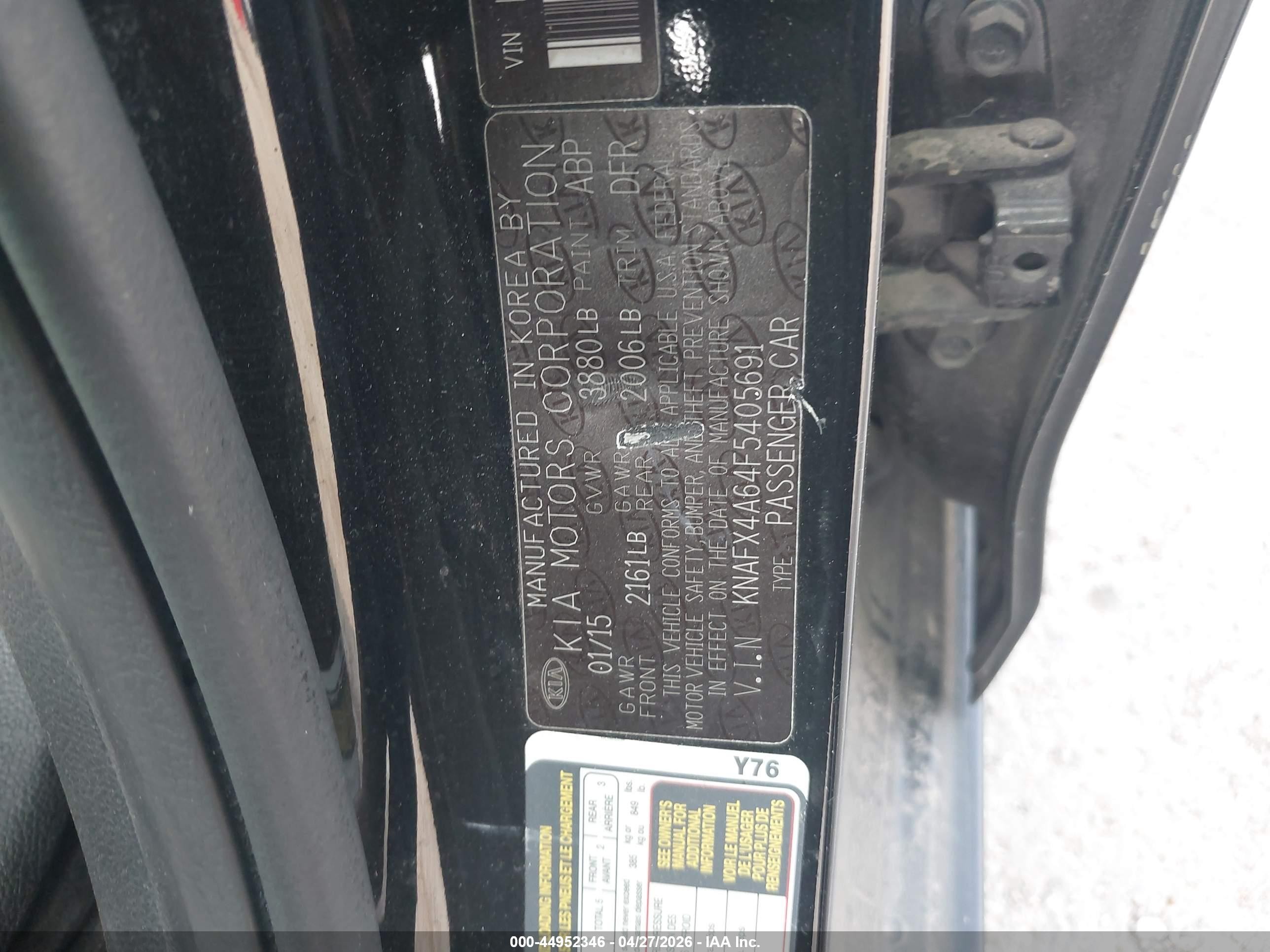 2015 Kia Forte Lx Black vin: KNAFX4A64F5405691