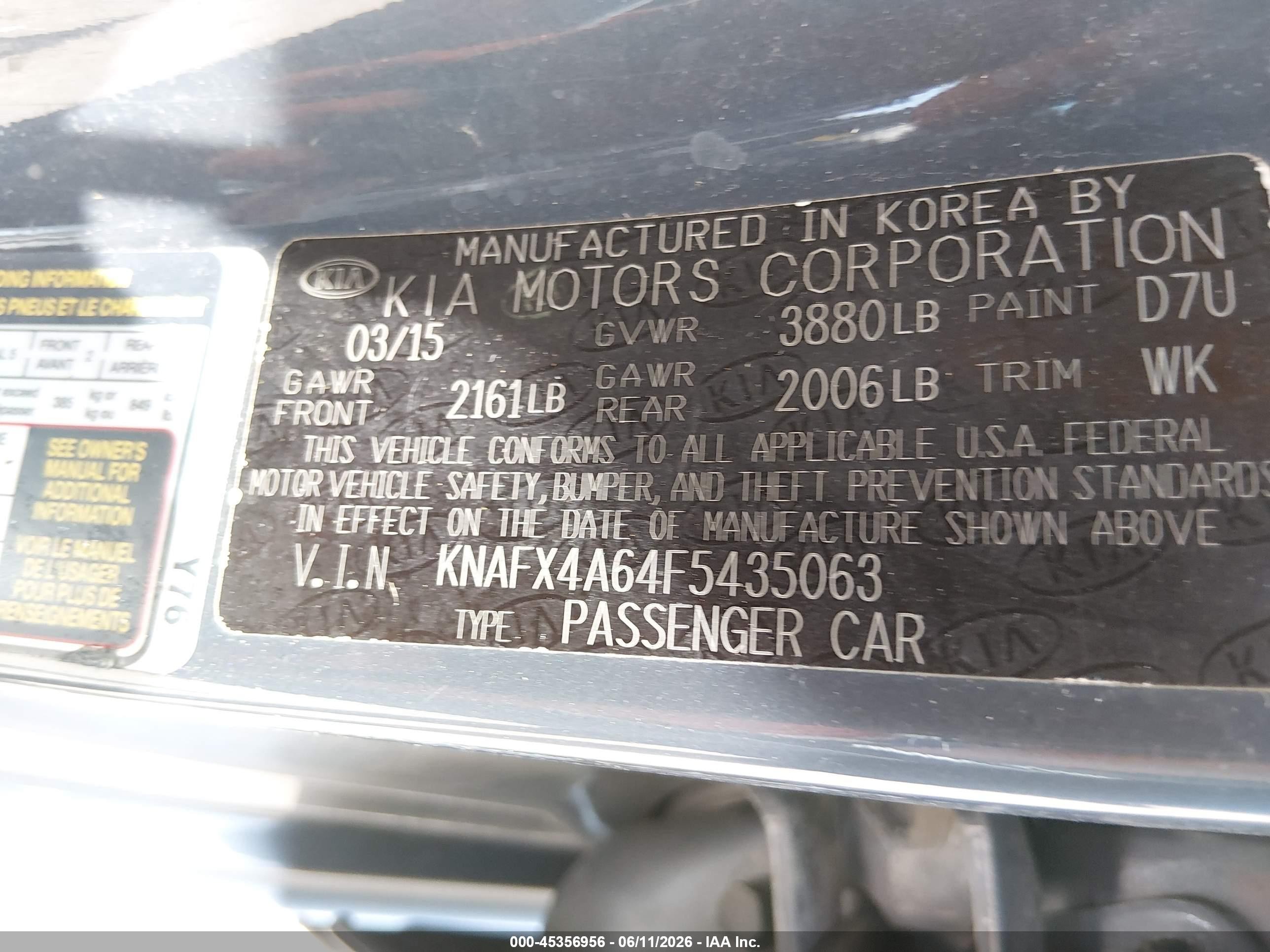 2015 Kia Forte Lx Gray vin: KNAFX4A64F5435063