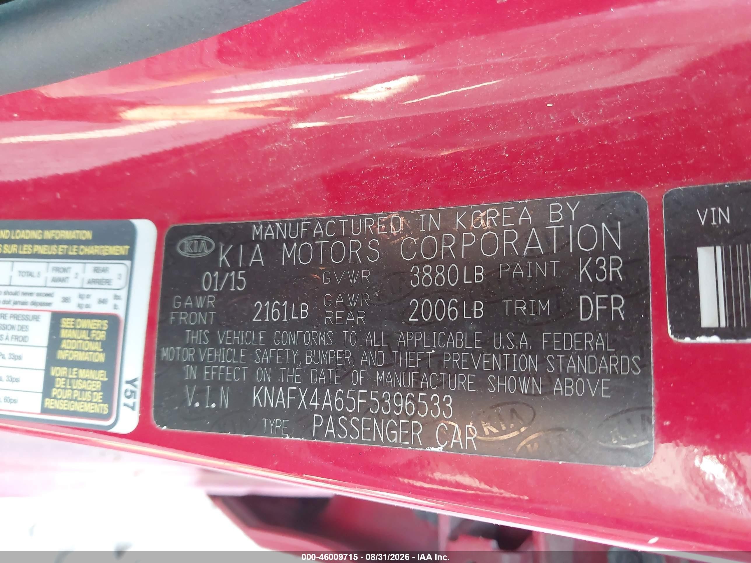 2015 Kia Forte Lx Красный vin: KNAFX4A65F5396533