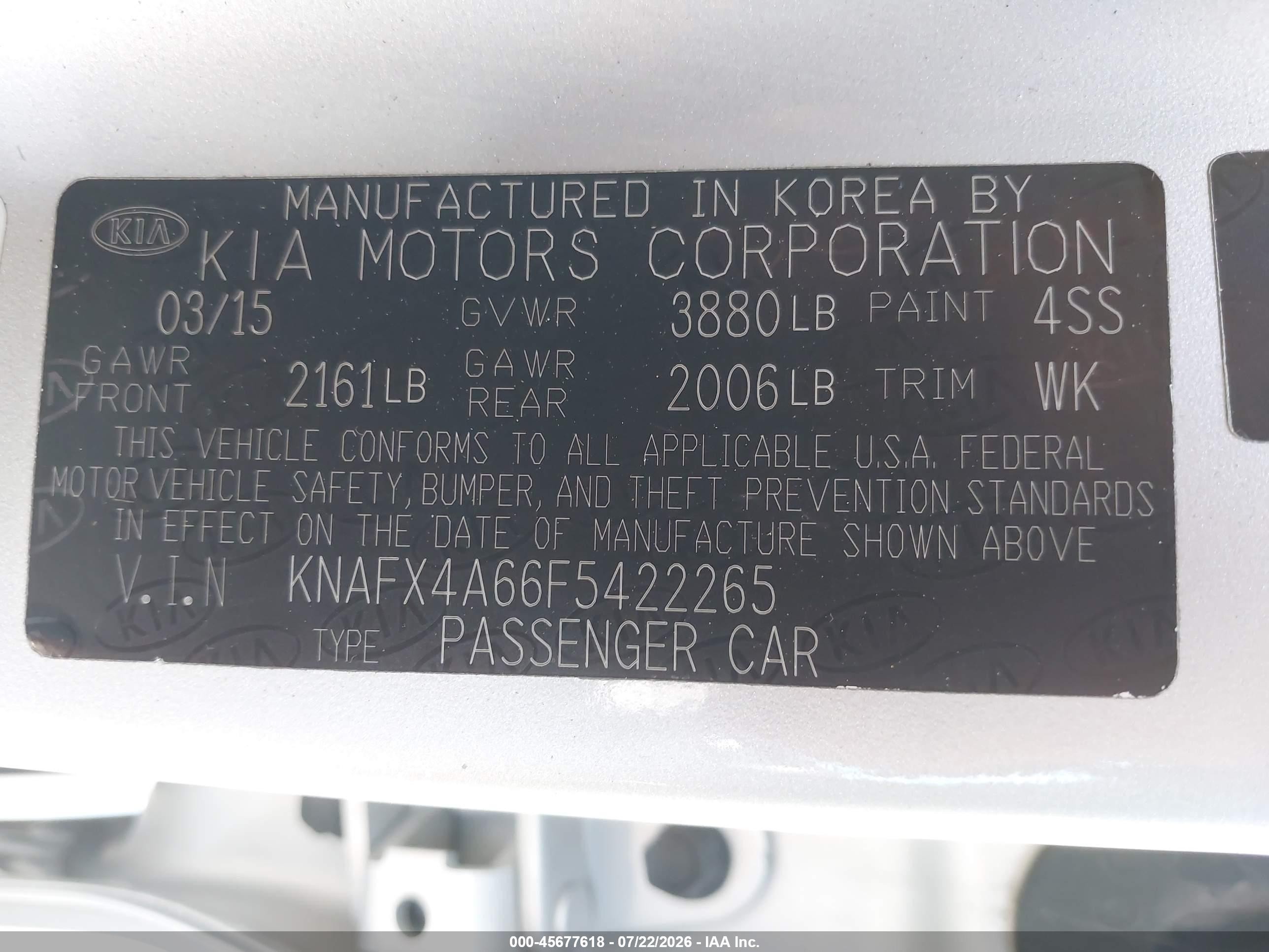 2015 Kia Forte Lx Silver vin: KNAFX4A66F5422265