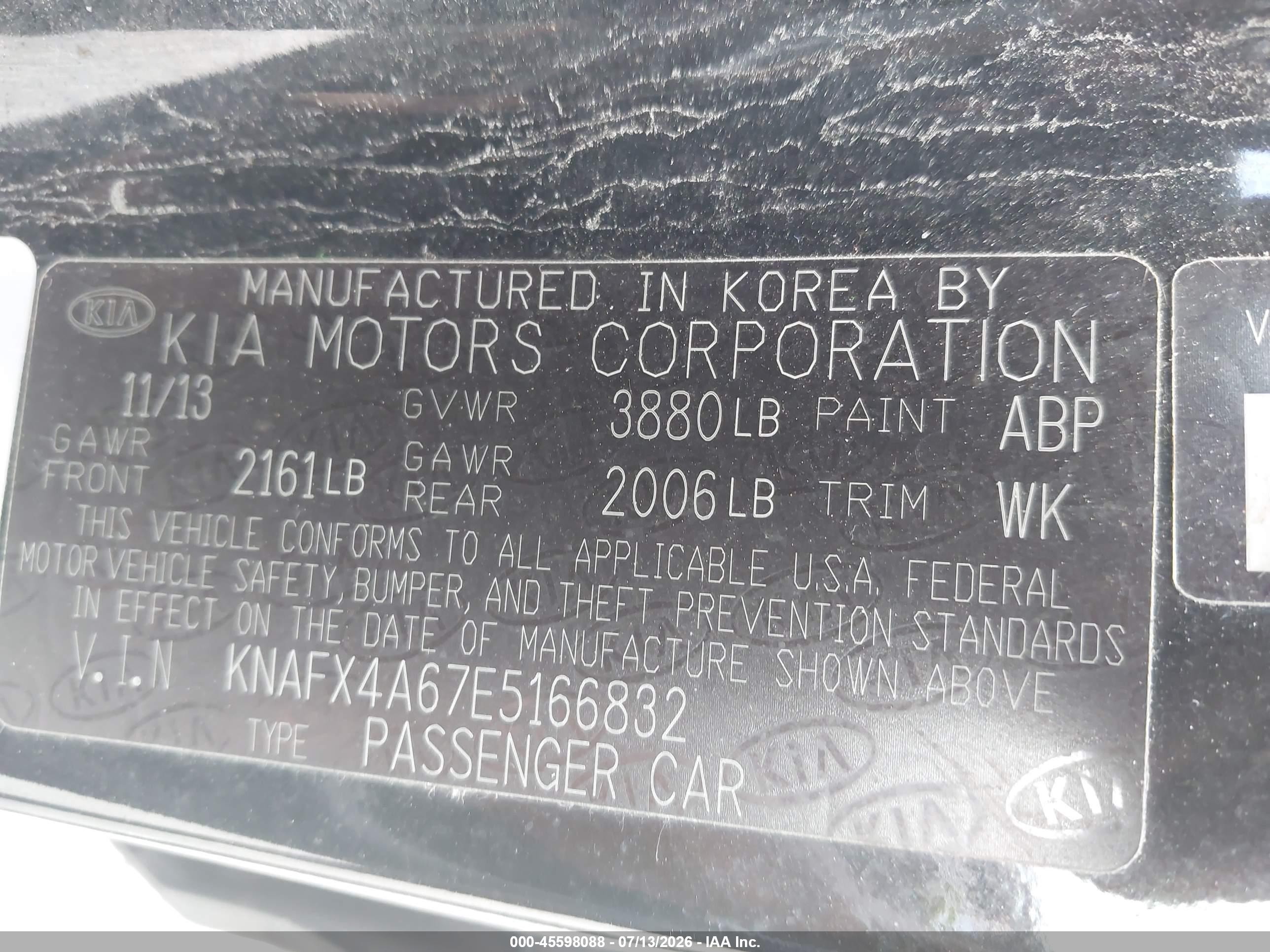 2014 Kia Forte Lx Black vin: KNAFX4A67E5166832
