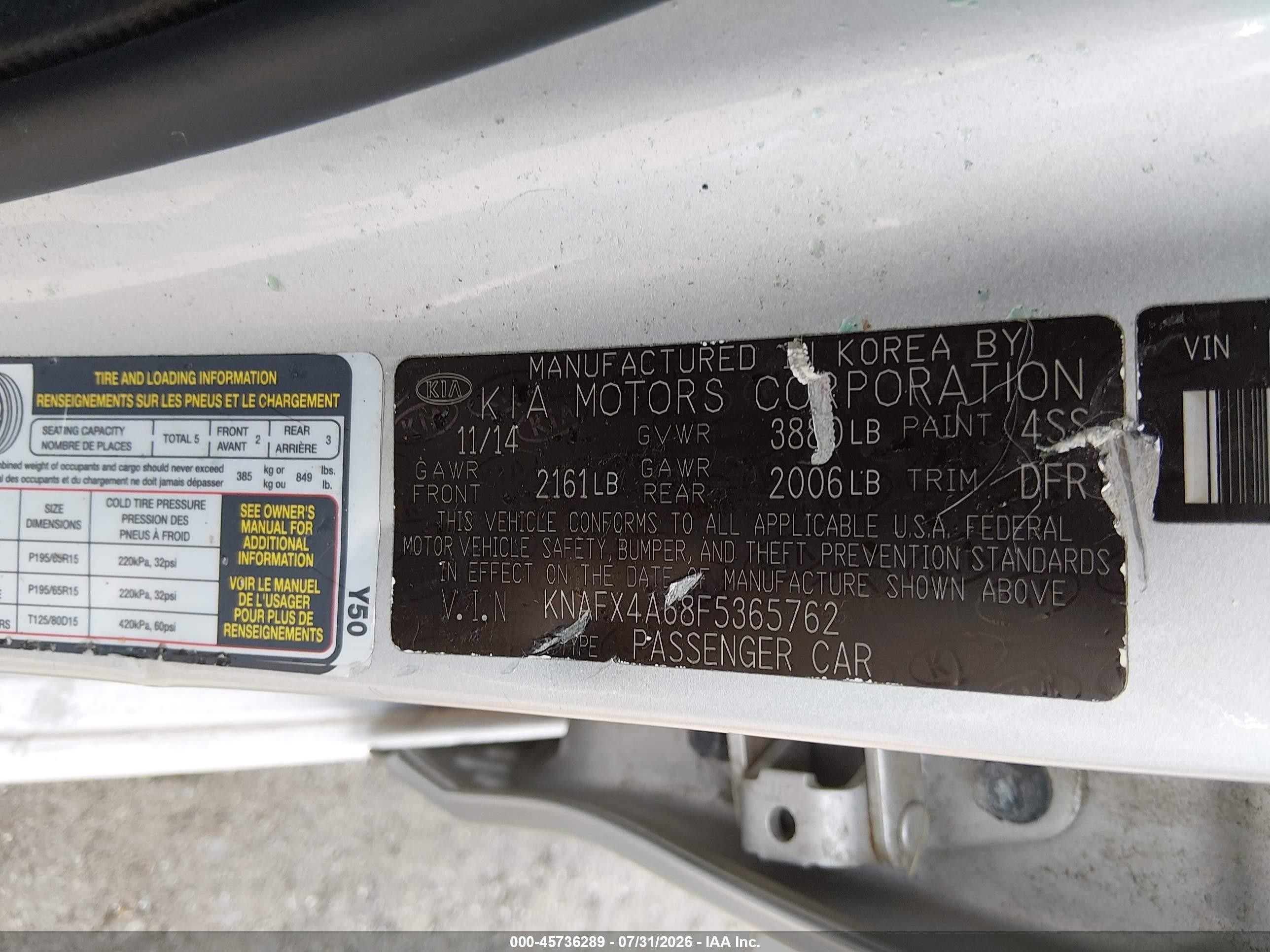 2015 Kia Forte Lx Gray vin: KNAFX4A68F5365762