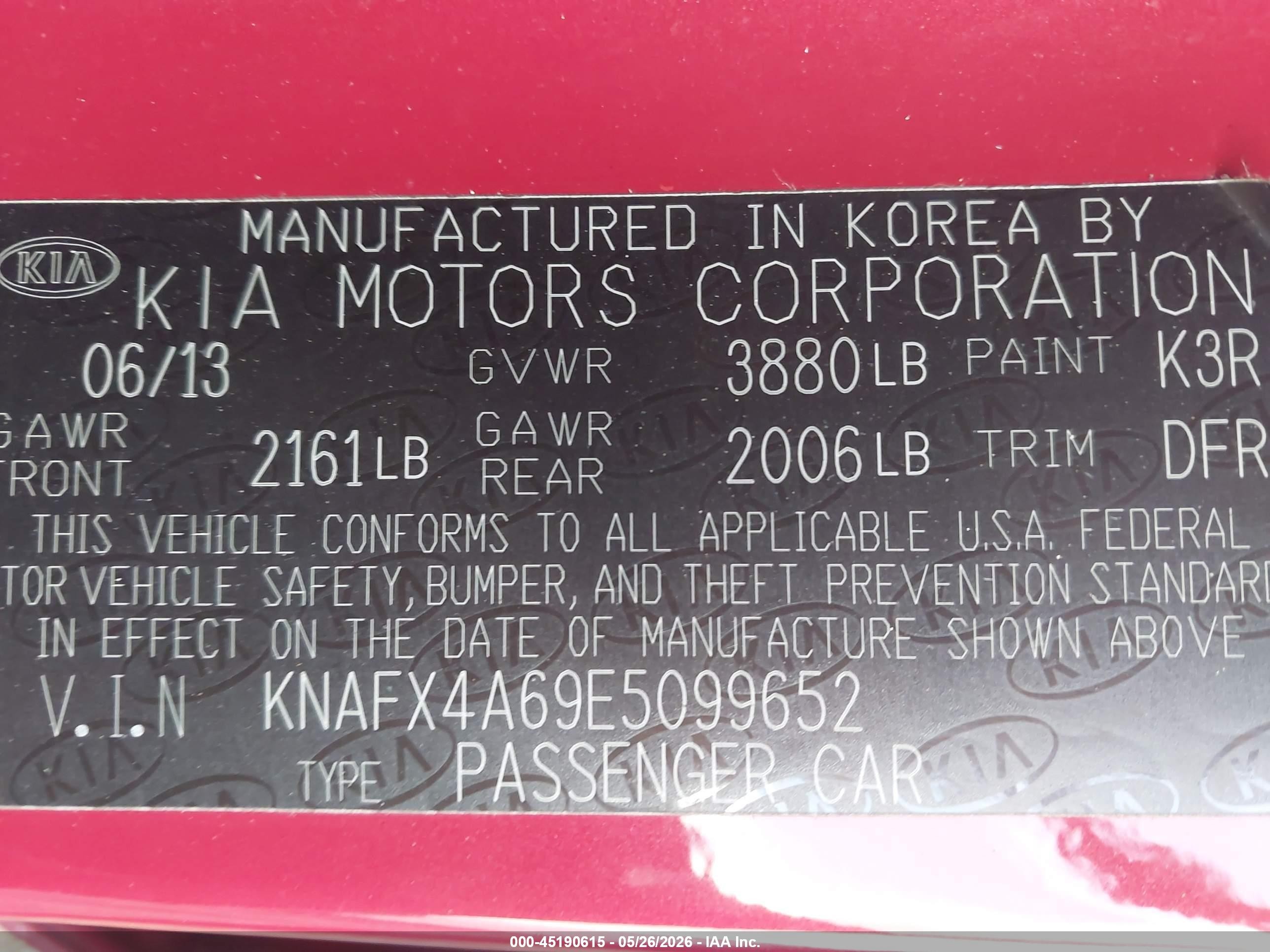 2014 Kia Forte Lx Red vin: KNAFX4A69E5099652