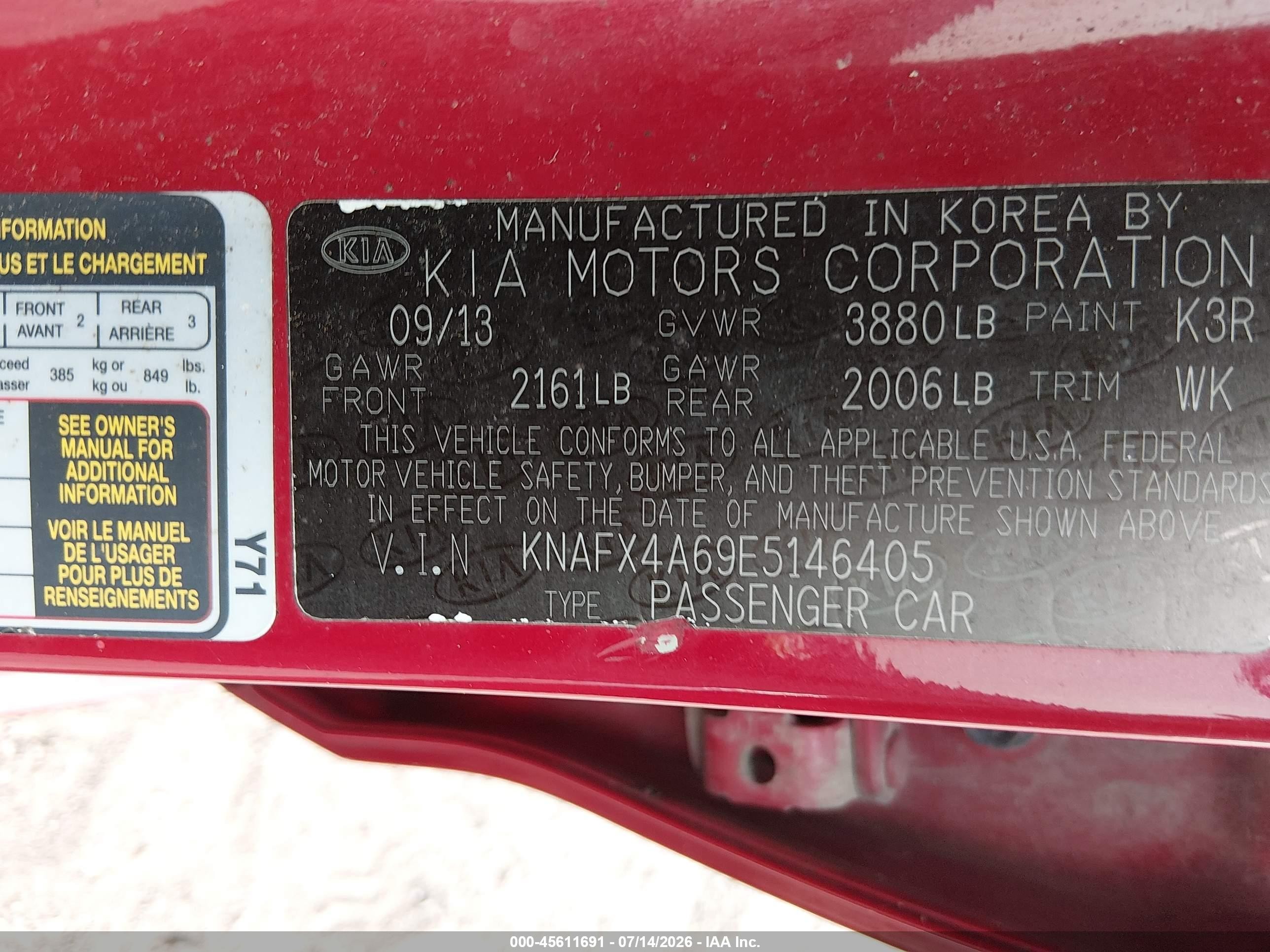 2014 Kia Forte Lx Красный vin: KNAFX4A69E5146405
