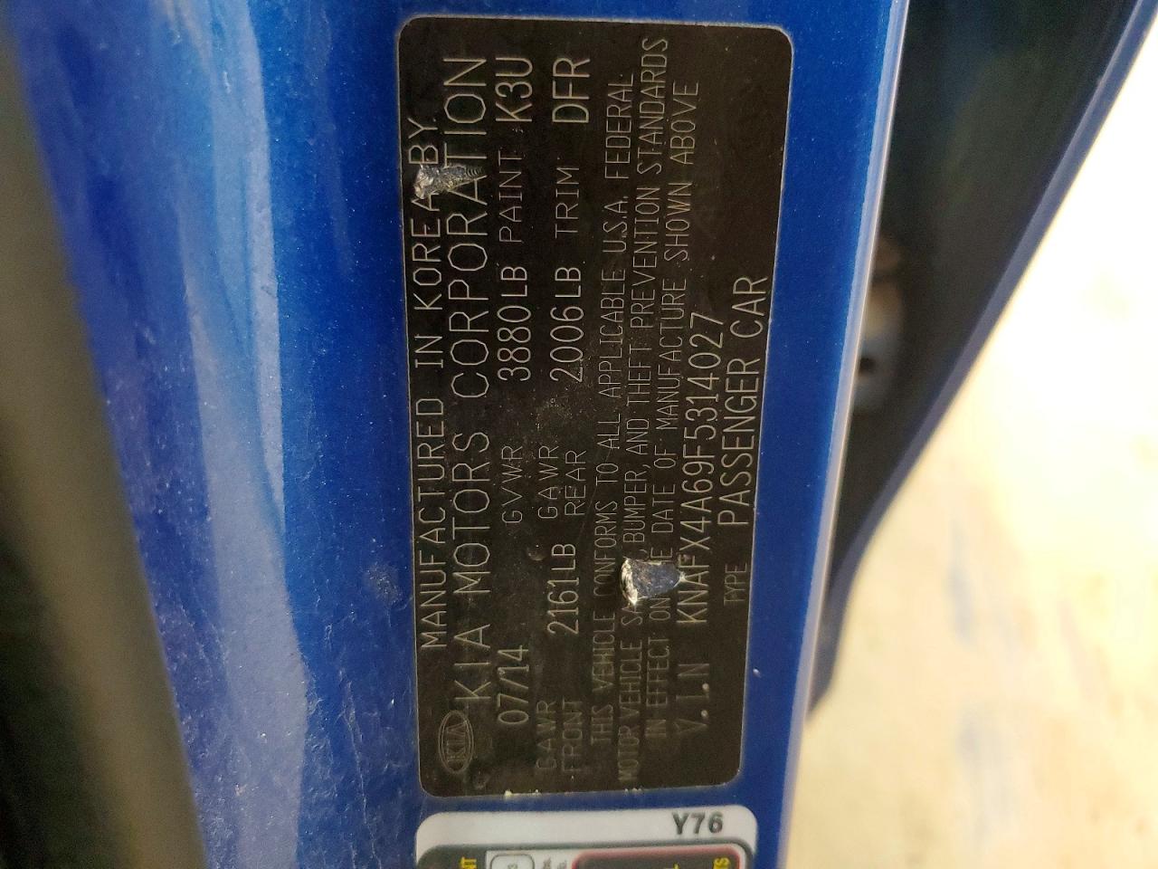 2015 Kia Forte Lx Blue vin: KNAFX4A69F5314027