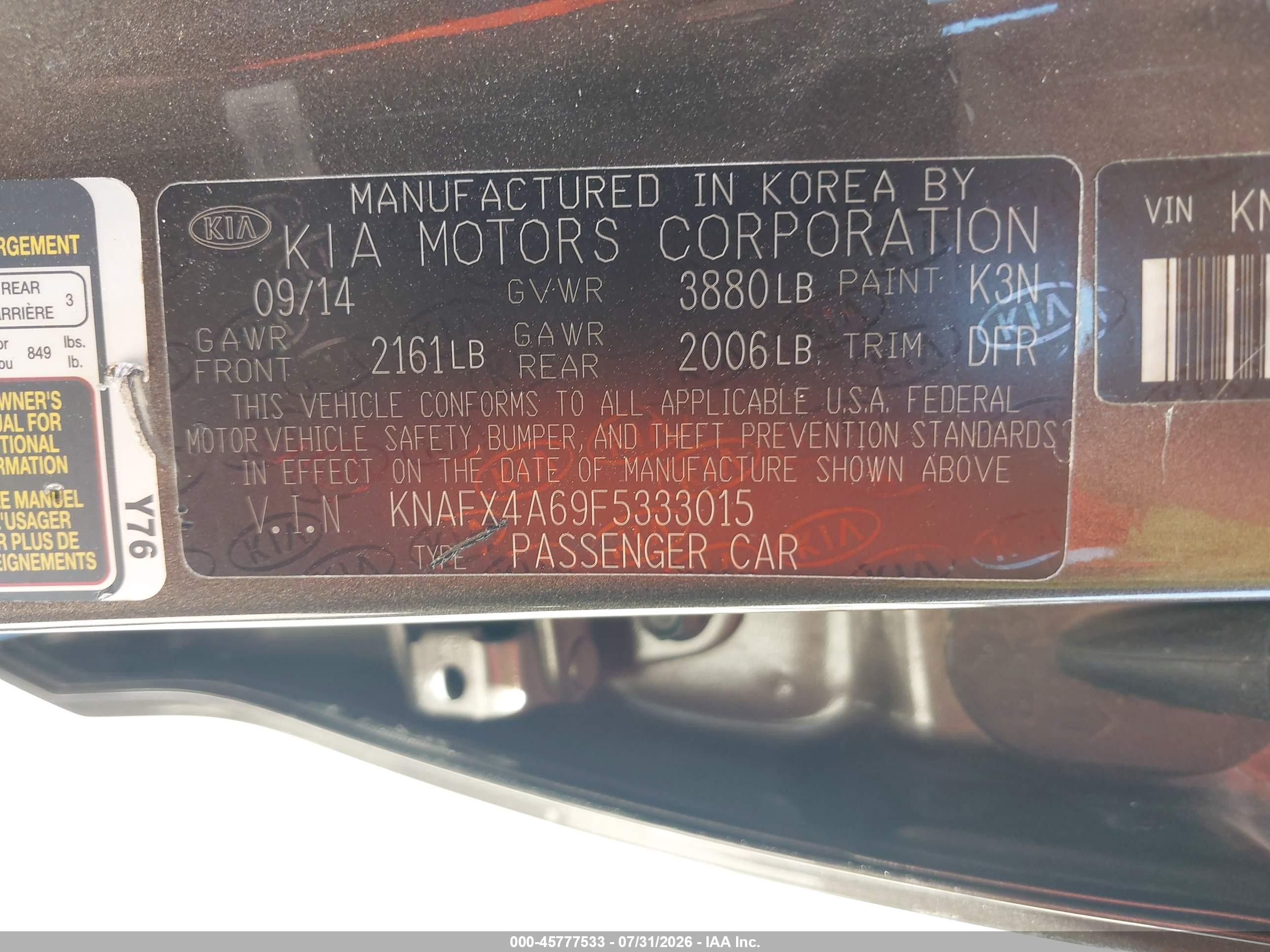 2015 Kia Forte Lx Pewter vin: KNAFX4A69F5333015