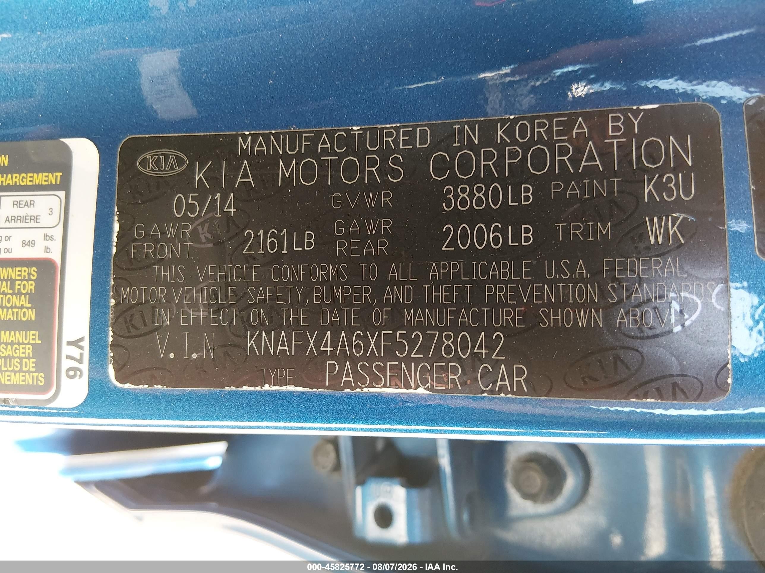 2015 Kia Forte Lx Синий vin: KNAFX4A6XF5278042