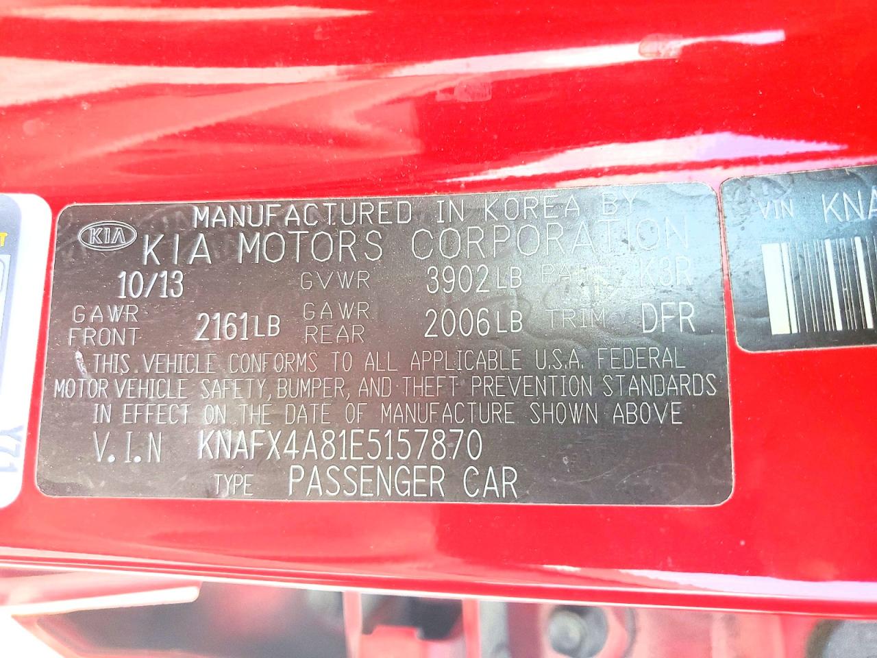 2014 Kia Forte Ex Red vin: KNAFX4A81E5157870