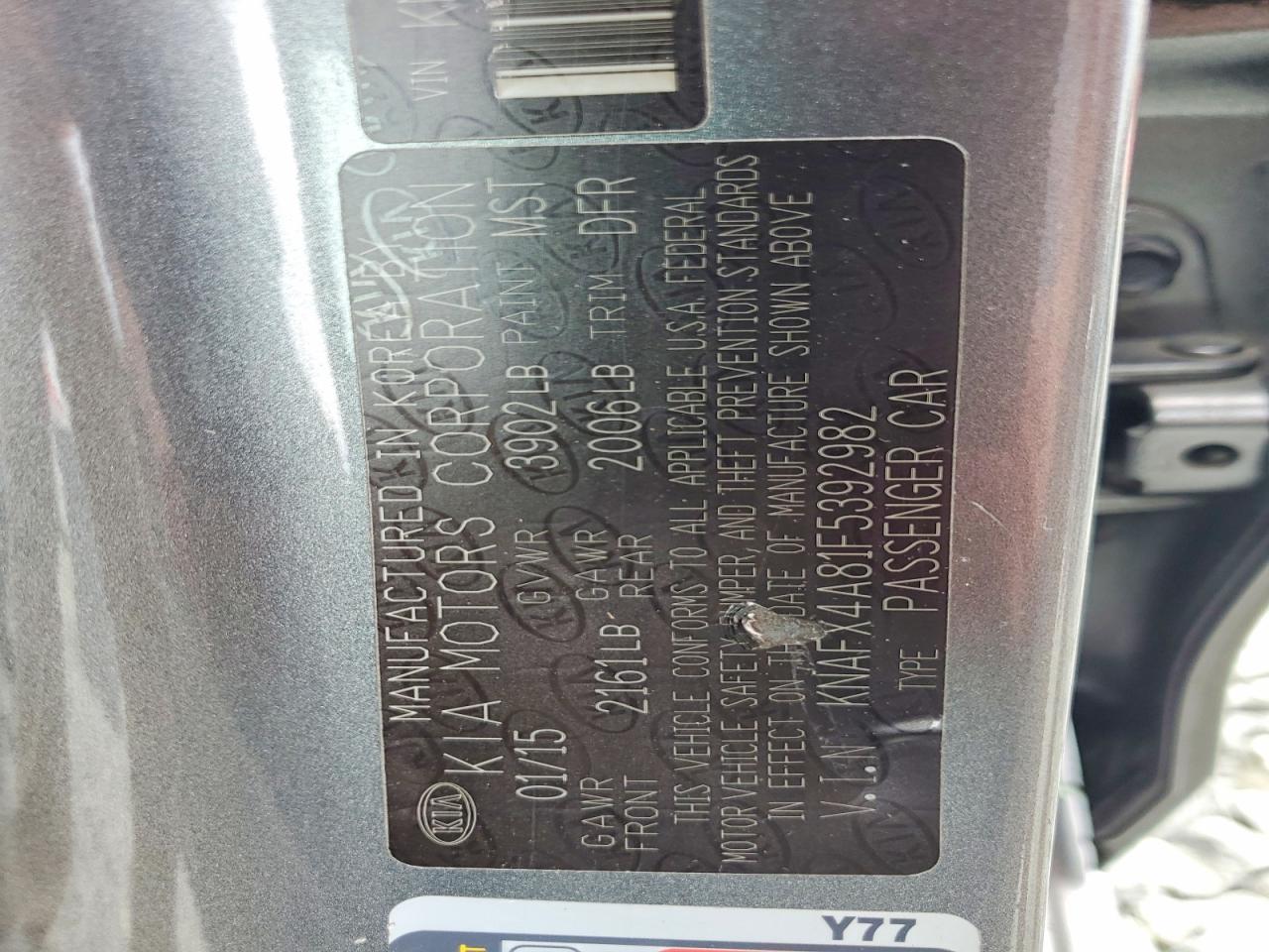 2015 Kia Forte Ex Серый vin: KNAFX4A81F5392982