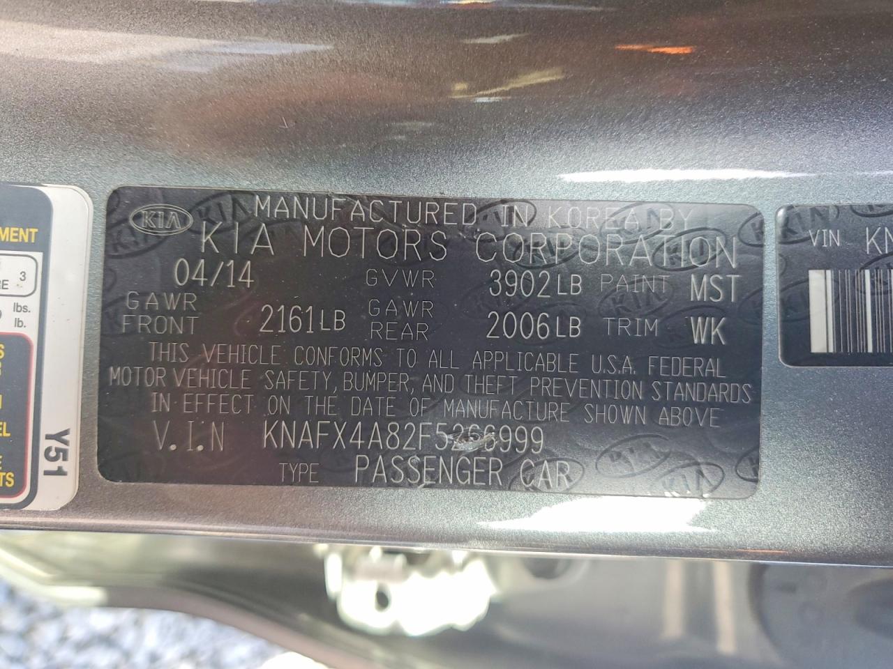 2015 Kia Forte Ex Gray vin: KNAFX4A82F5266999