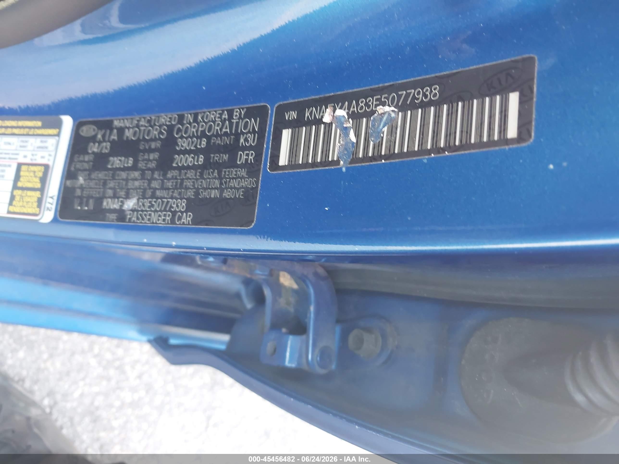 2014 Kia Forte Ex Синий vin: KNAFX4A83E5077938