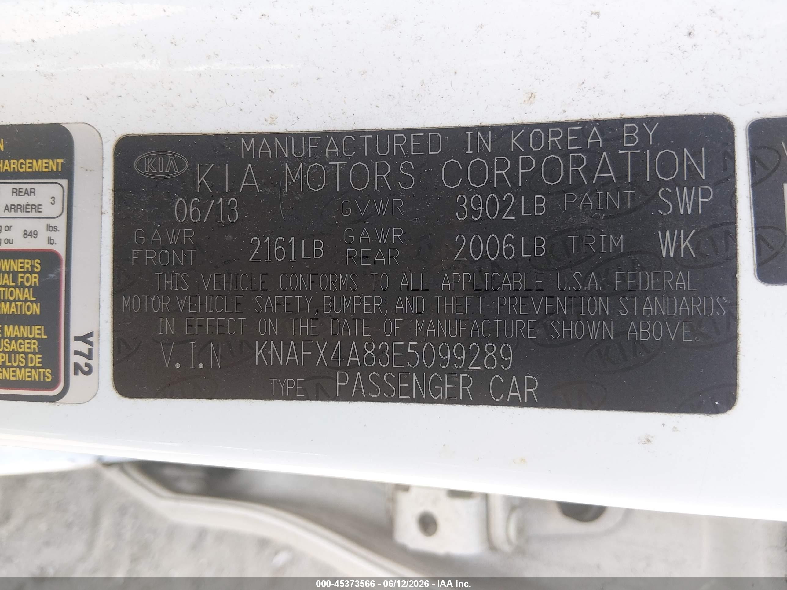 2014 Kia Forte Ex White vin: KNAFX4A83E5099289