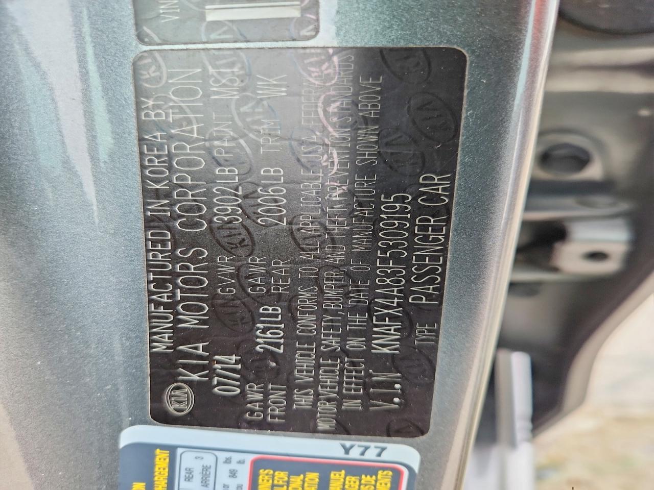 2015 Kia Forte Ex Gray vin: KNAFX4A83F5309195