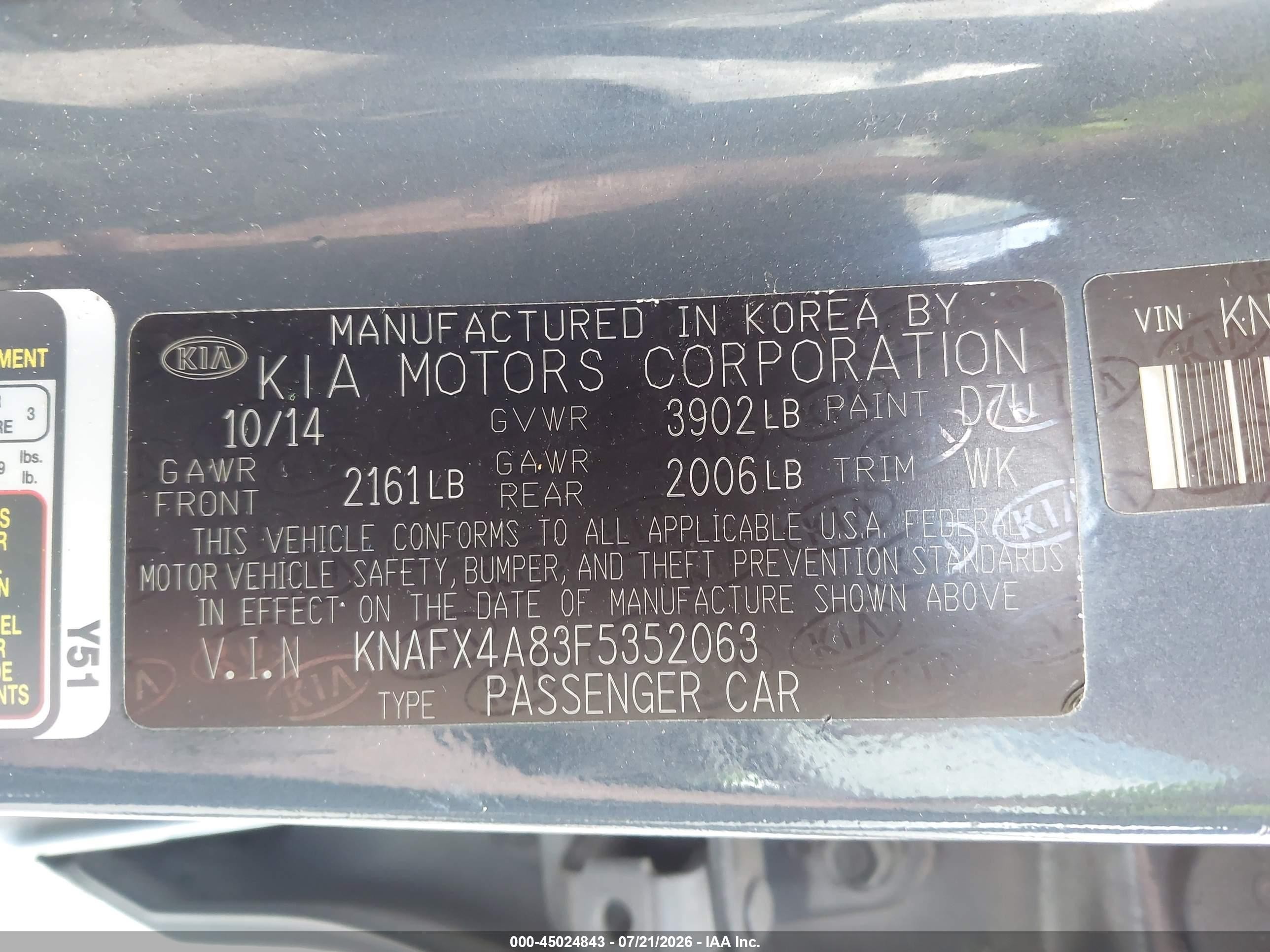 2015 Kia Forte Ex Gray vin: KNAFX4A83F5352063