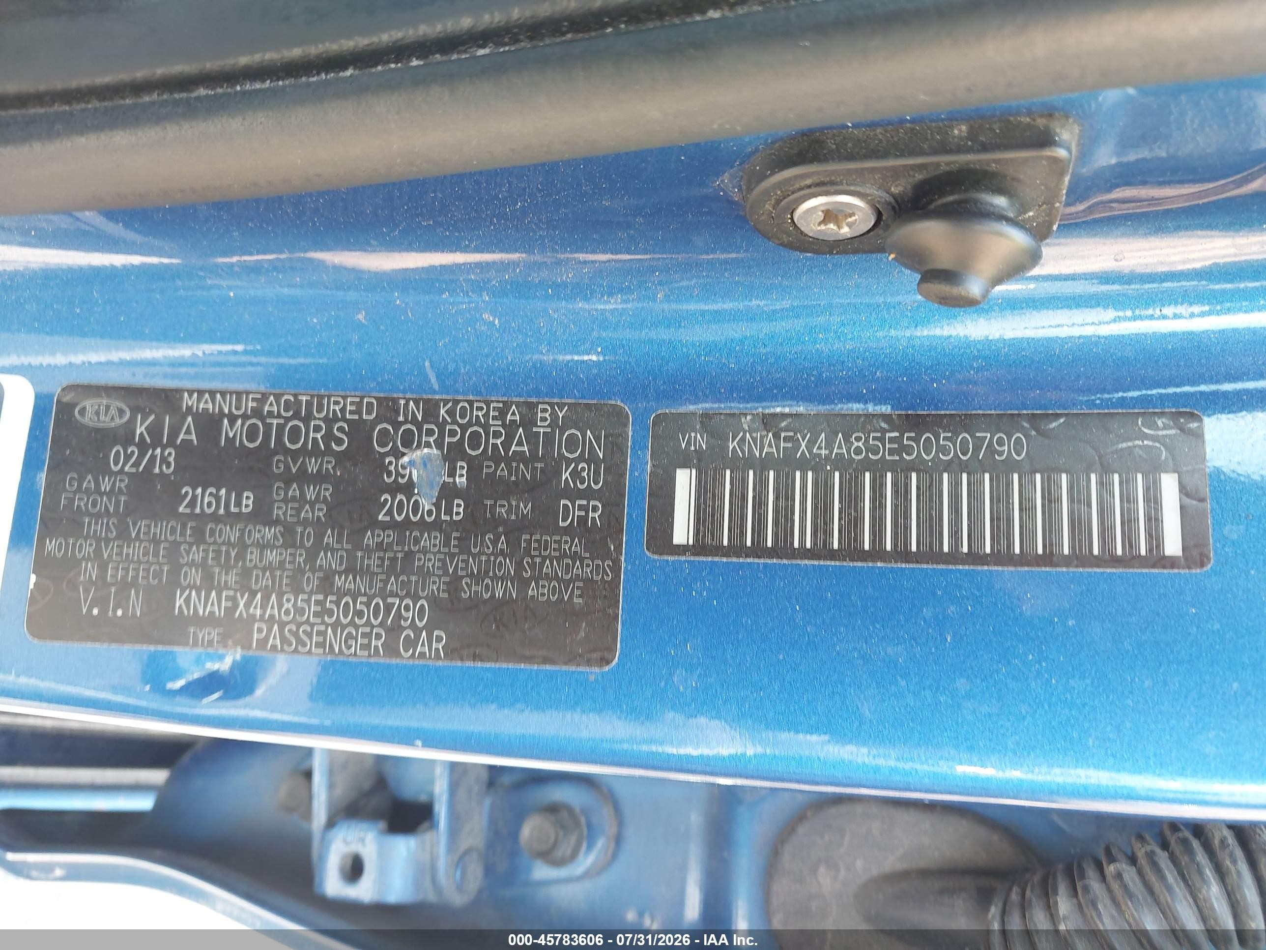 2014 Kia Forte Ex Blue vin: KNAFX4A85E5050790