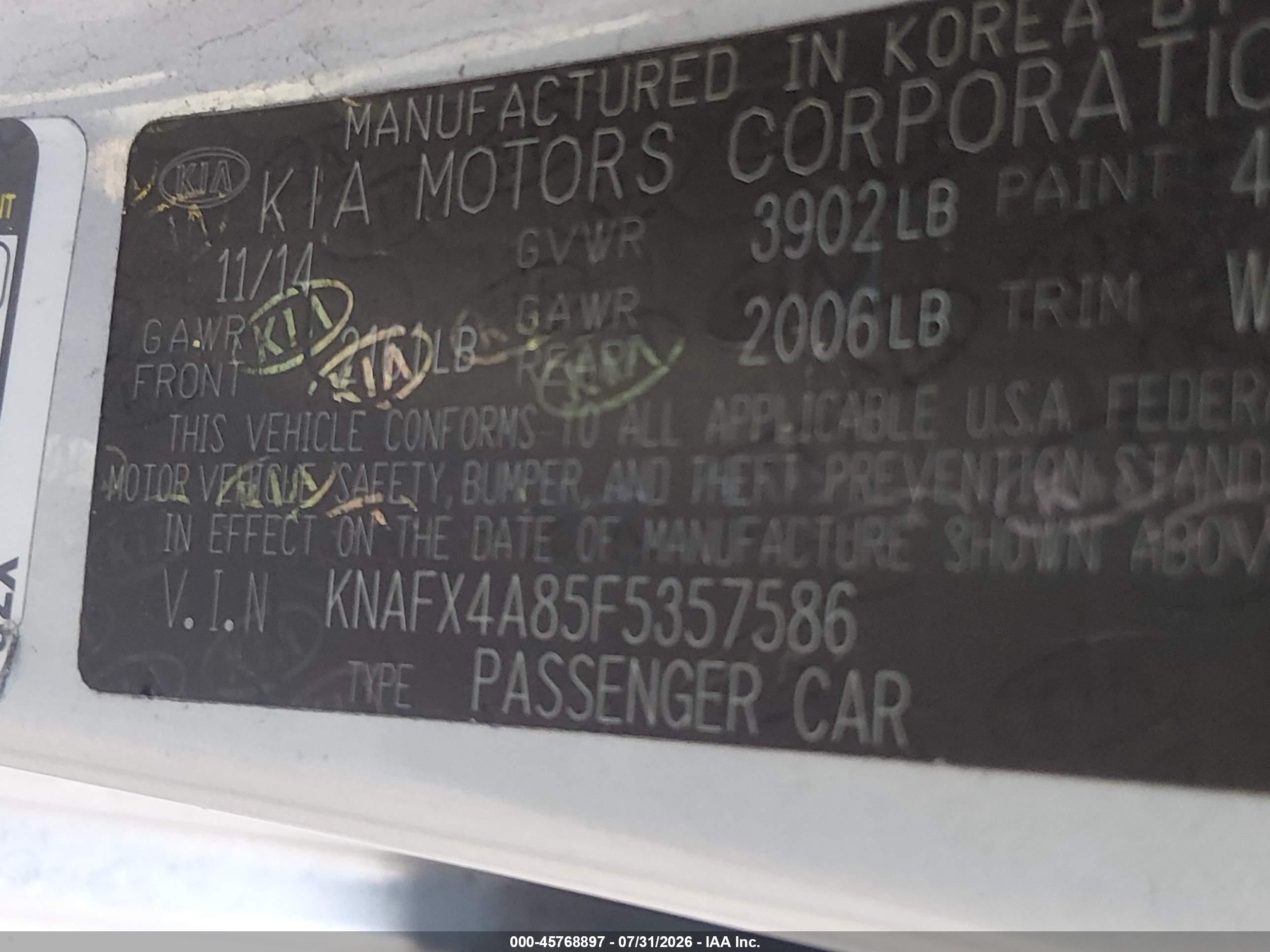 2015 Kia Forte Ex Silver vin: KNAFX4A85F5357586