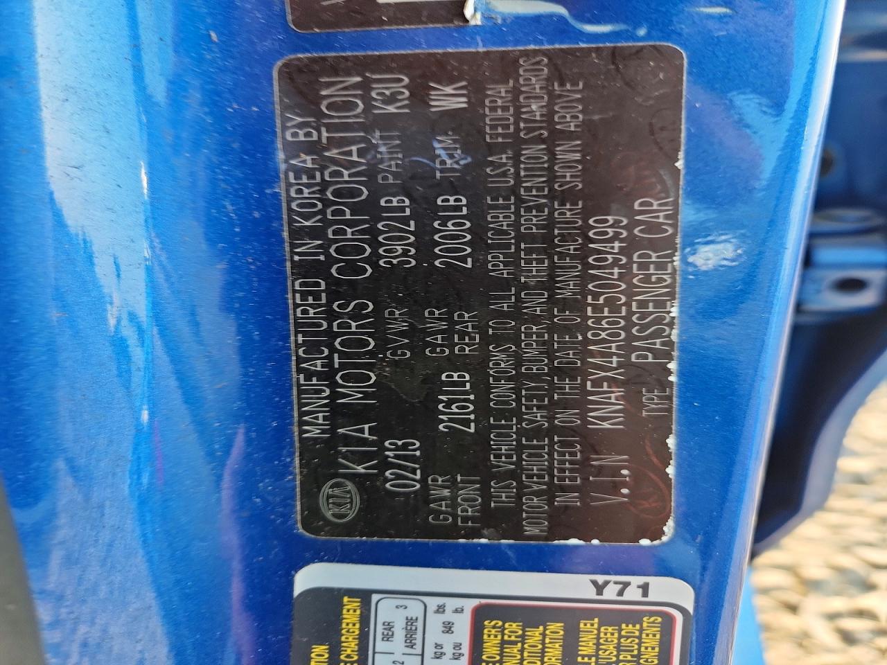 2014 Kia Forte Ex Blue vin: KNAFX4A86E5049499
