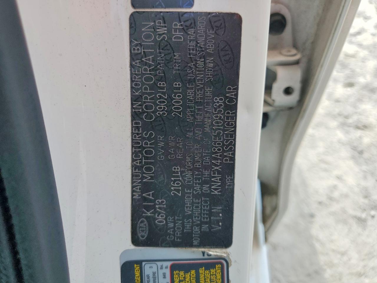 2014 Kia Forte Ex White vin: KNAFX4A86E5109538