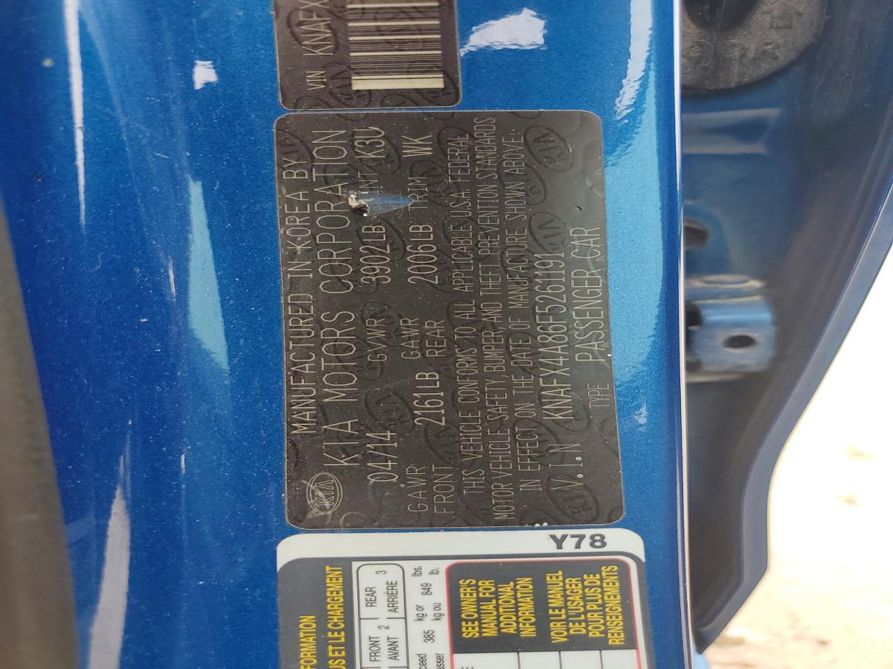2015 Kia Forte Ex Blue vin: KNAFX4A86F5261191
