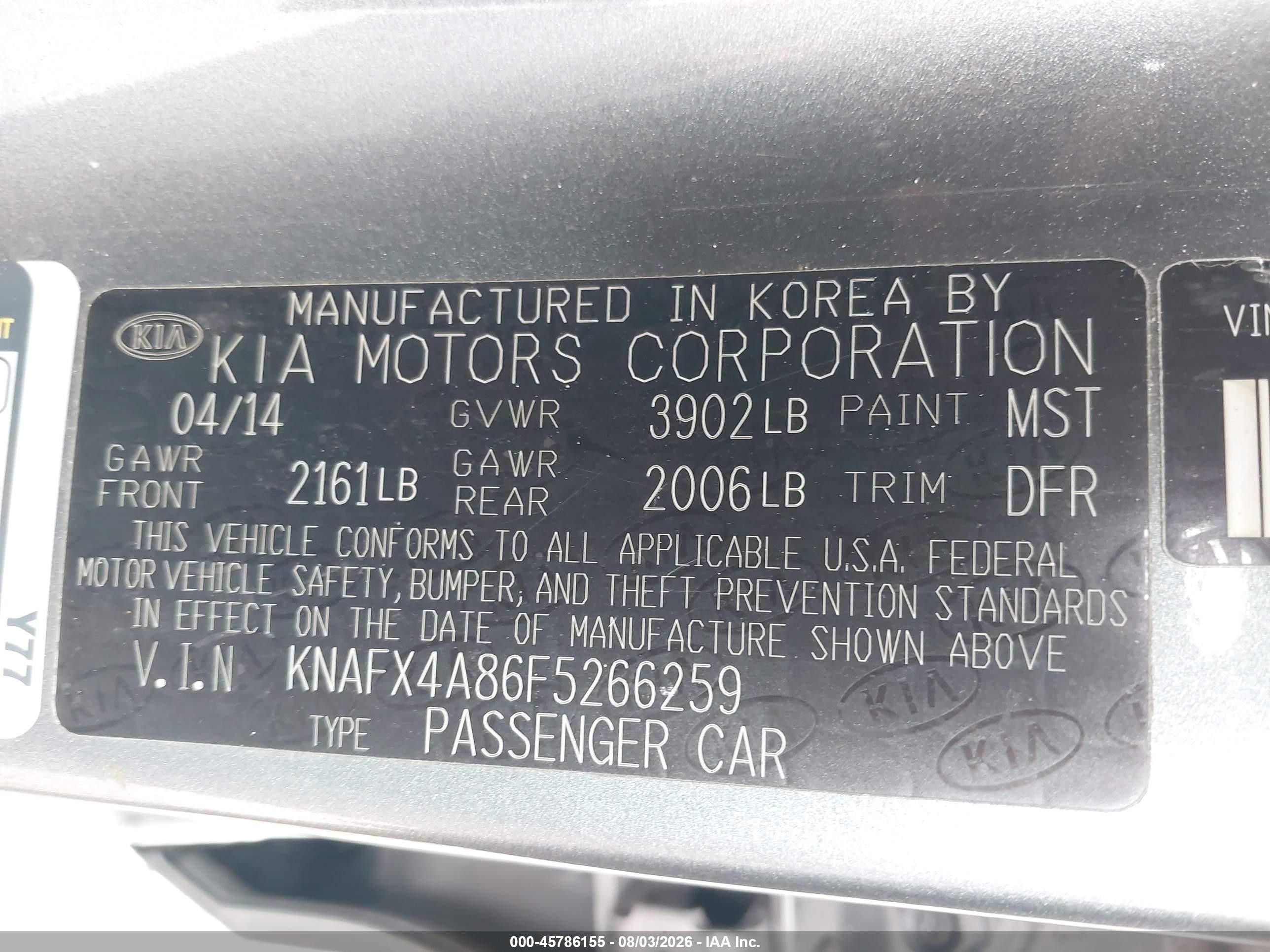 2015 Kia Forte Ex Gray vin: KNAFX4A86F5266259