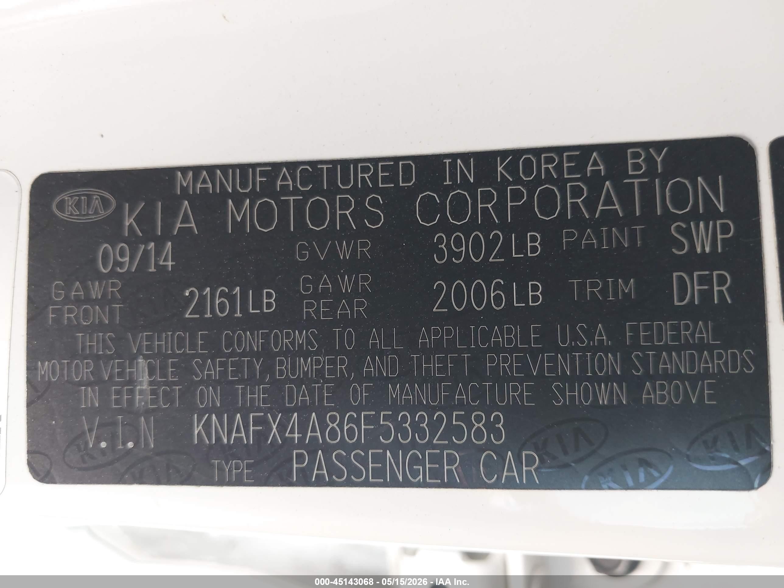 2015 Kia Forte Ex White vin: KNAFX4A86F5332583