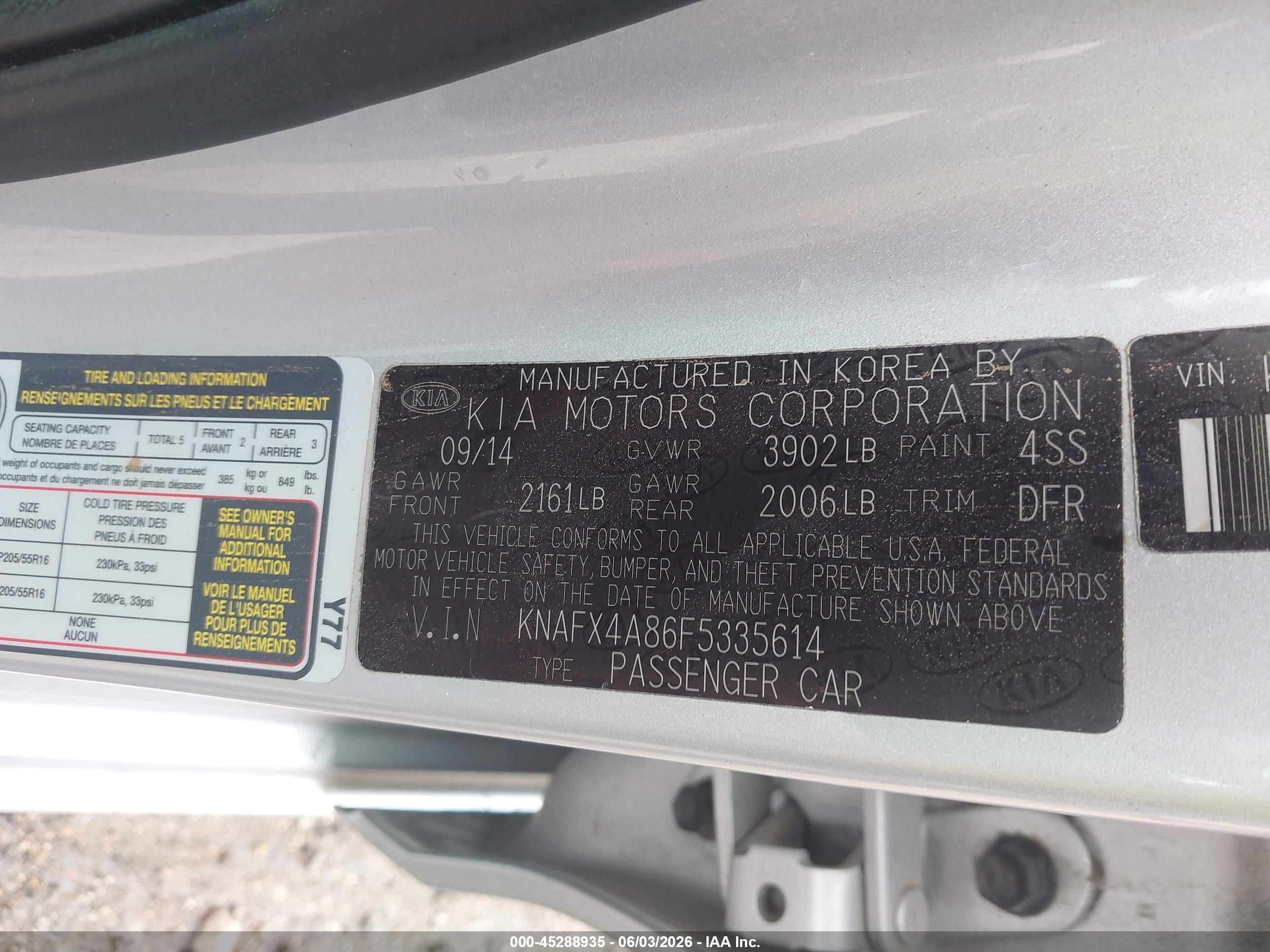 2015 Kia Forte Ex Gray vin: KNAFX4A86F5335614