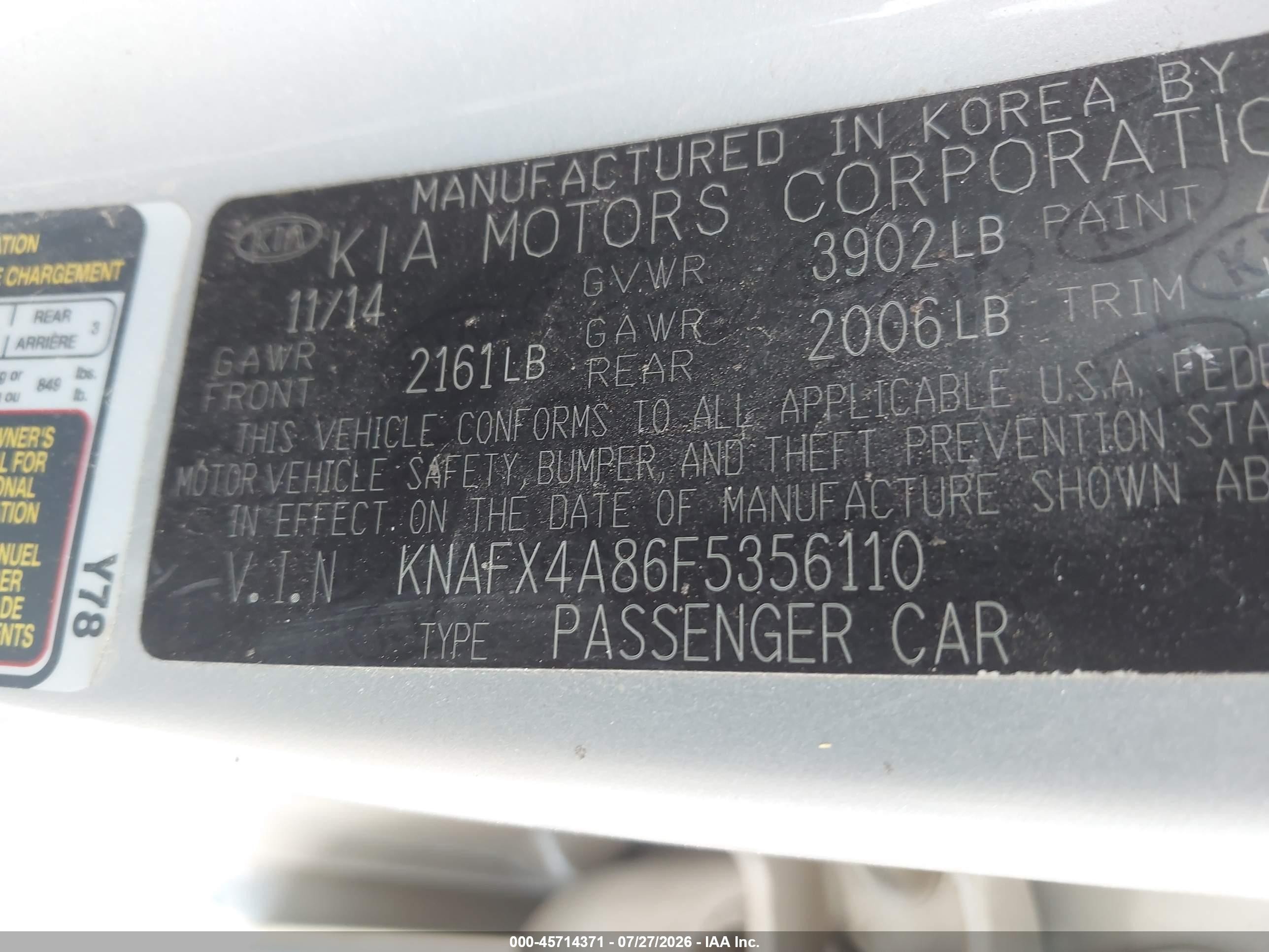 2015 Kia Forte Ex Silver vin: KNAFX4A86F5356110